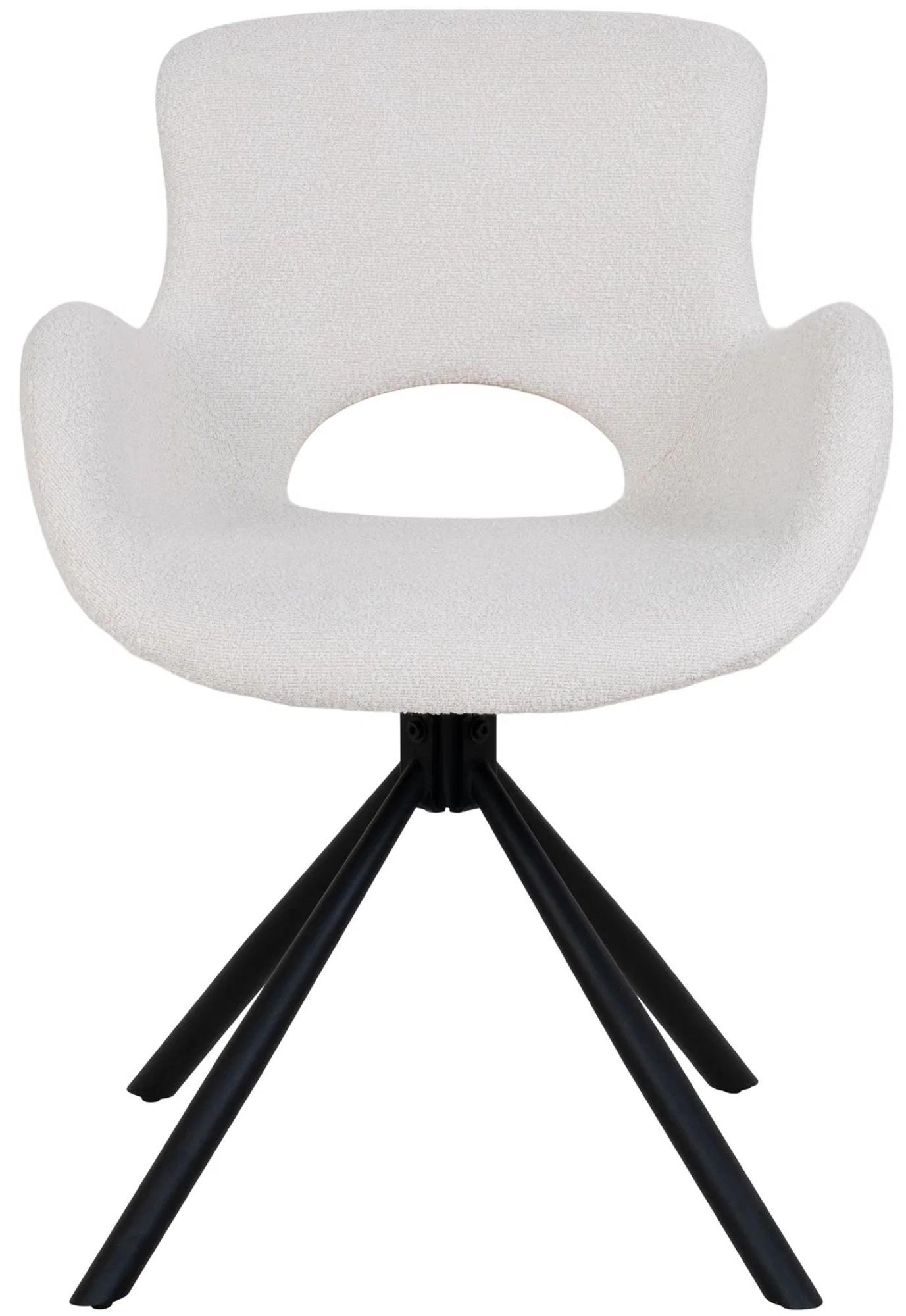 Product photograph of Set Of 2 Amorim White Fabric Swivel Boucle Dining Chair With Black Legs from Choice Furniture Superstore.