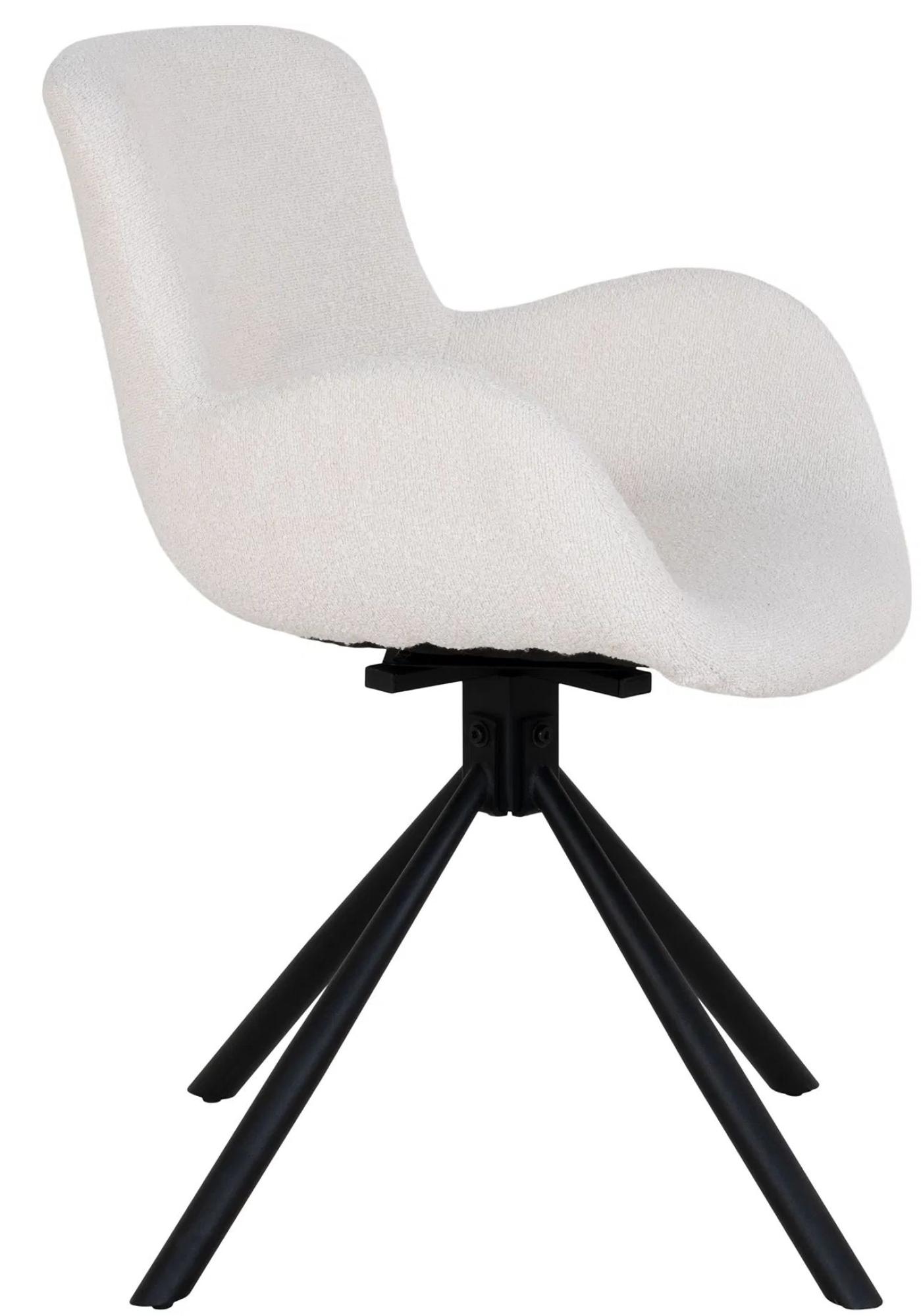 Product photograph of Set Of 2 Amorim White Fabric Swivel Boucle Dining Chair With Black Legs from Choice Furniture Superstore.