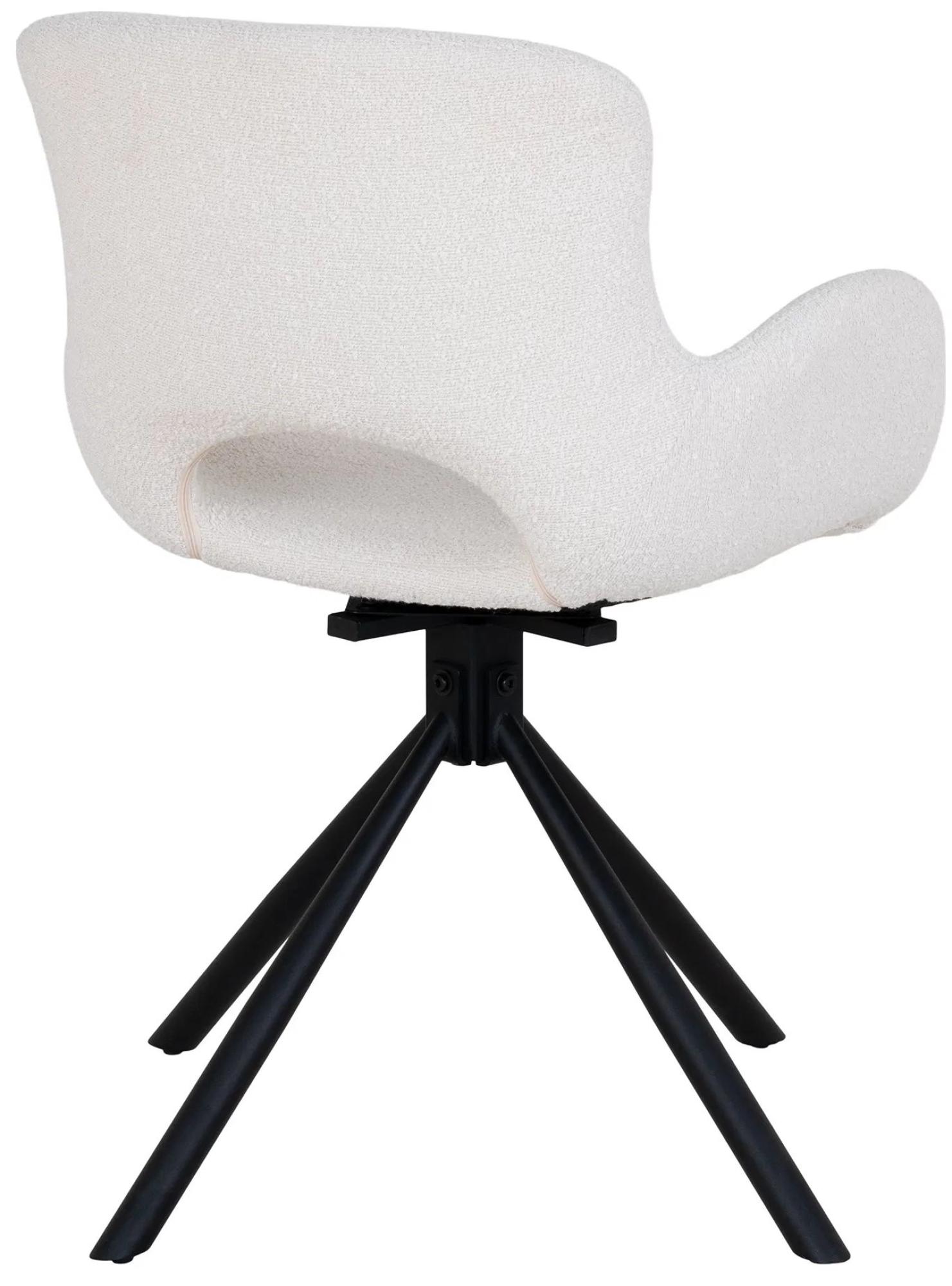 Product photograph of Set Of 2 Amorim White Fabric Swivel Boucle Dining Chair With Black Legs from Choice Furniture Superstore.