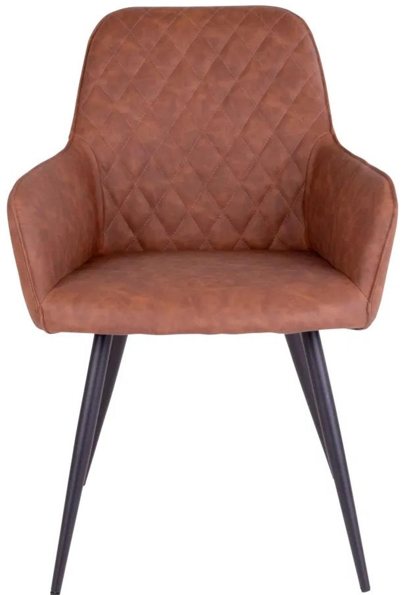 Product photograph of 2 X Vance Vintage Brown Faux Leather Dining Chair With Black Legs from Choice Furniture Superstore.