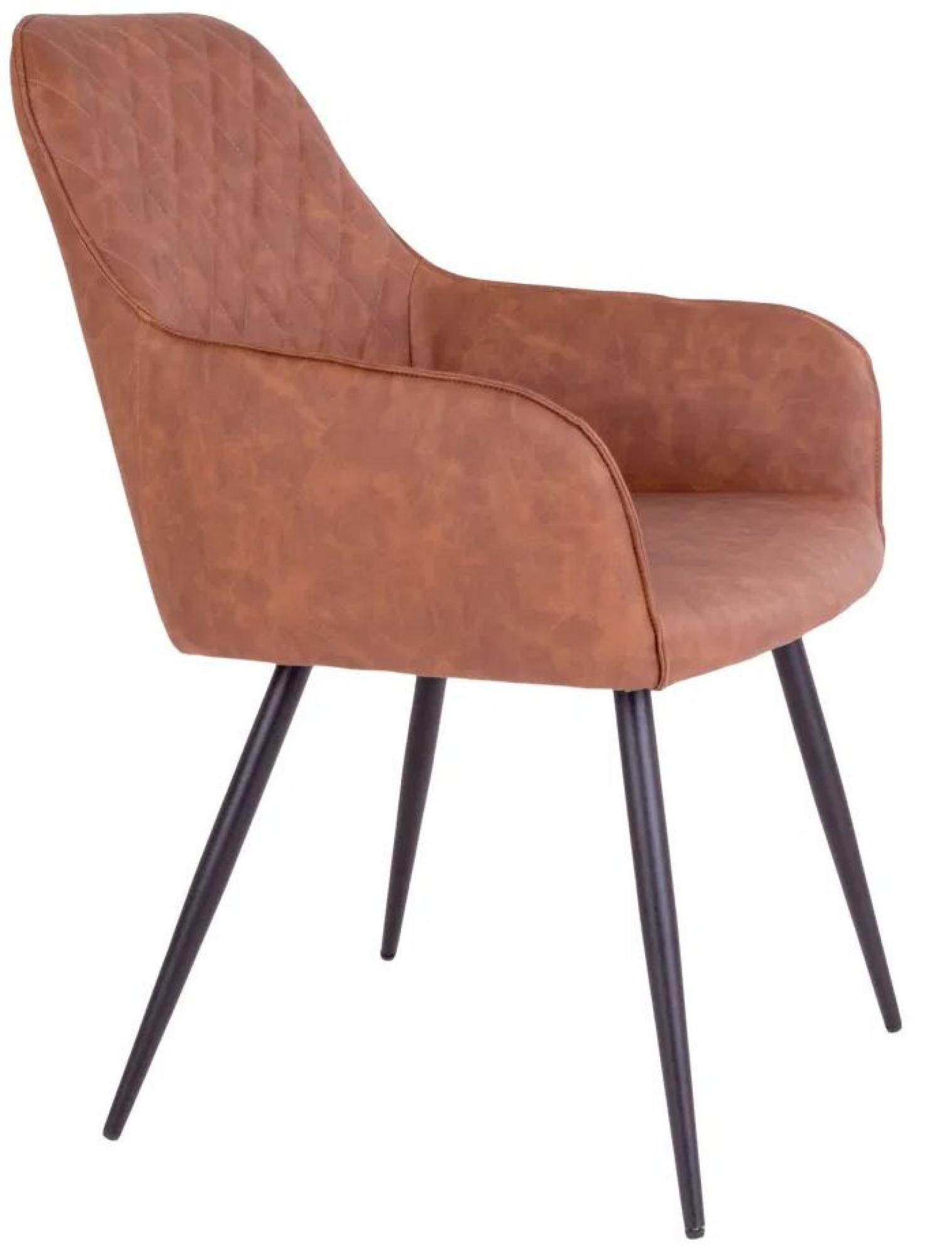 Product photograph of 2 X Vance Vintage Brown Faux Leather Dining Chair With Black Legs from Choice Furniture Superstore.