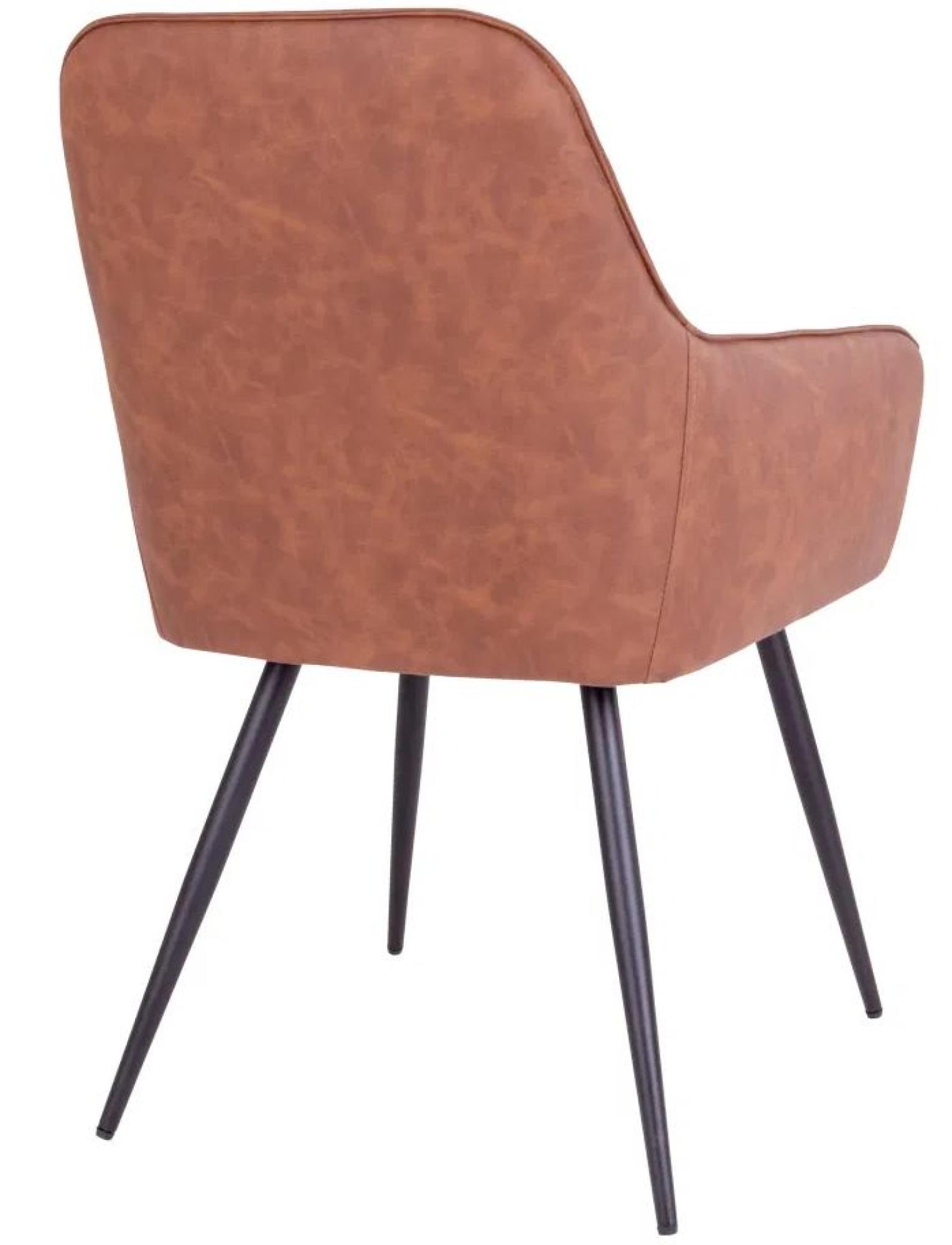 Product photograph of 2 X Vance Vintage Brown Faux Leather Dining Chair With Black Legs from Choice Furniture Superstore.