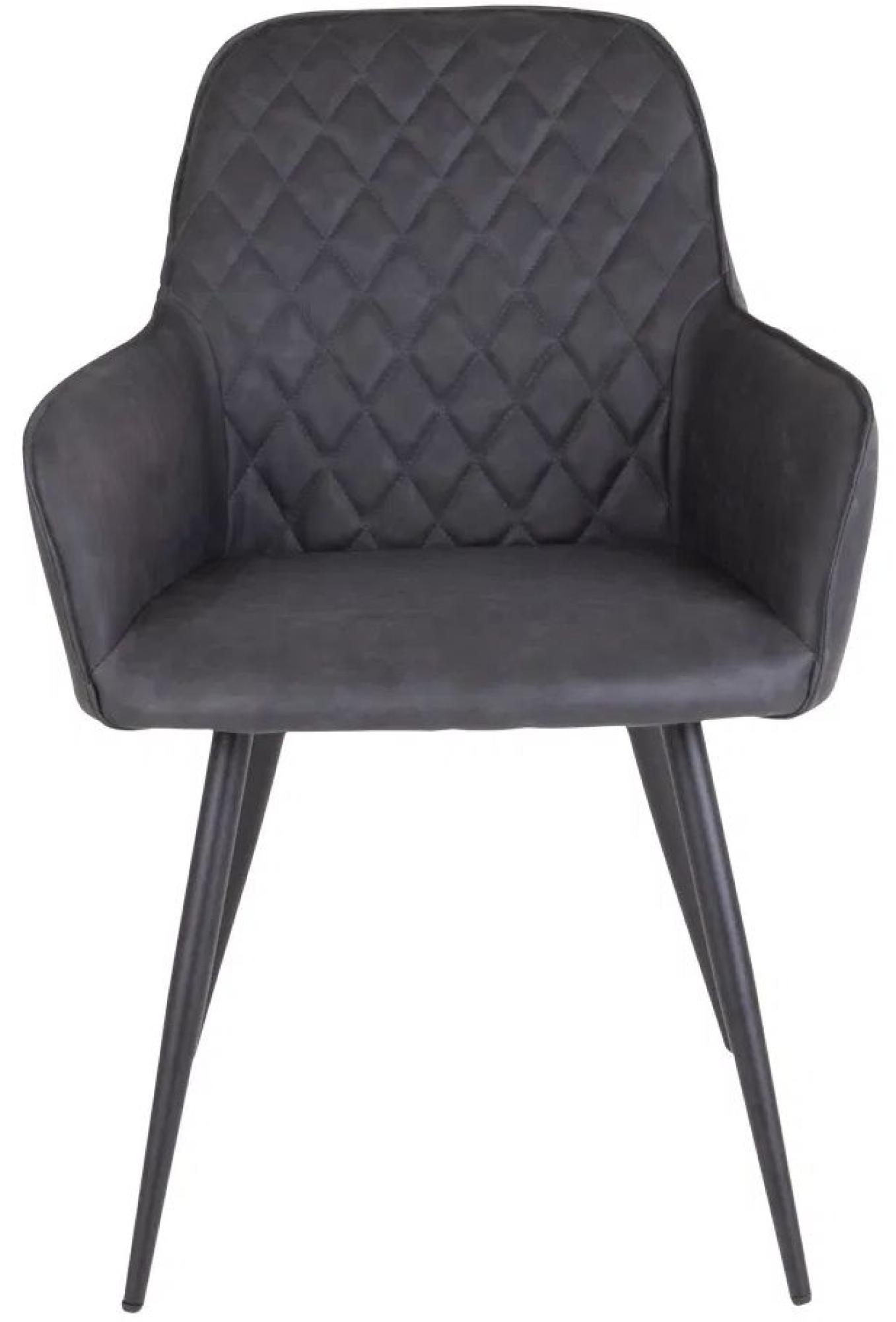 Product photograph of Set Of 2 Harbo Grey Faux Leather Dining Chair With Black Legs from Choice Furniture Superstore.