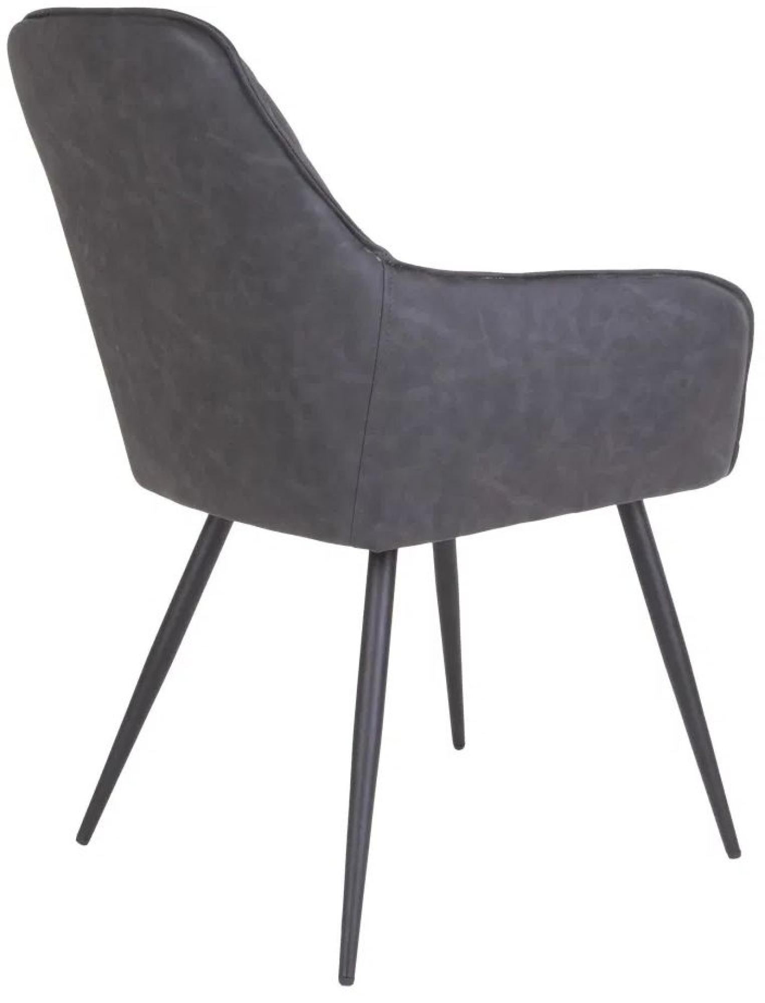 Product photograph of Set Of 2 Harbo Grey Faux Leather Dining Chair With Black Legs from Choice Furniture Superstore.