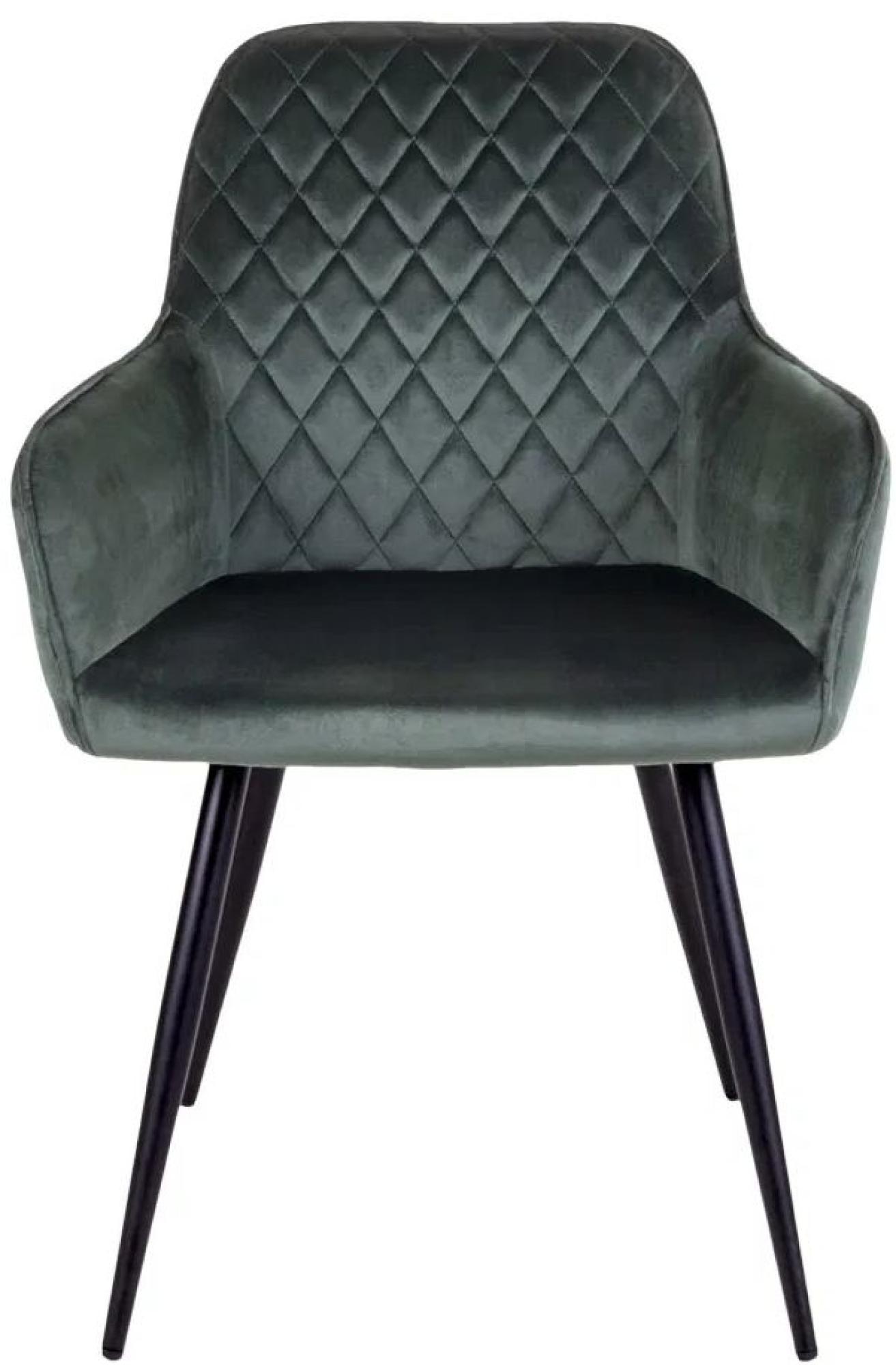 Product photograph of Set Of 2 Vance Green Velvet Fabric Dining Chair With Black Legs from Choice Furniture Superstore.