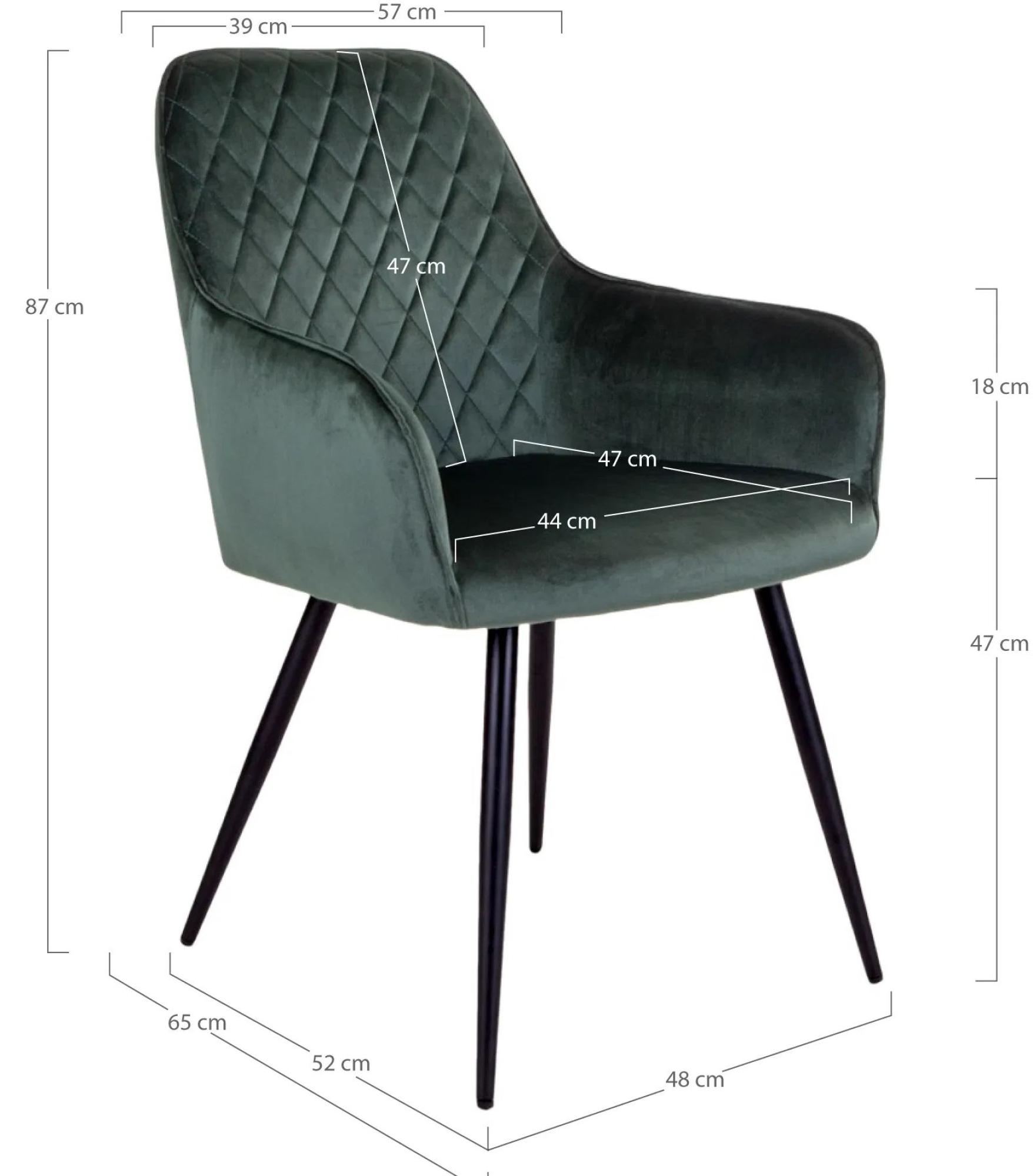 Product photograph of Set Of 2 Vance Green Velvet Fabric Dining Chair With Black Legs from Choice Furniture Superstore.