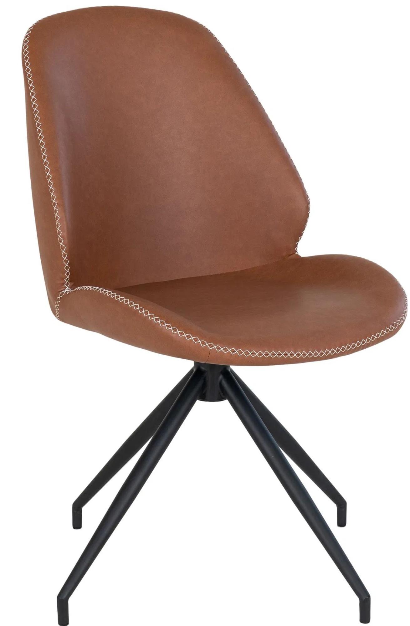 Product photograph of 2 X Zavalla Carlo Vintage Brown Faux Leather Swivel Dining Chair With Black Legs from Choice Furniture Superstore.
