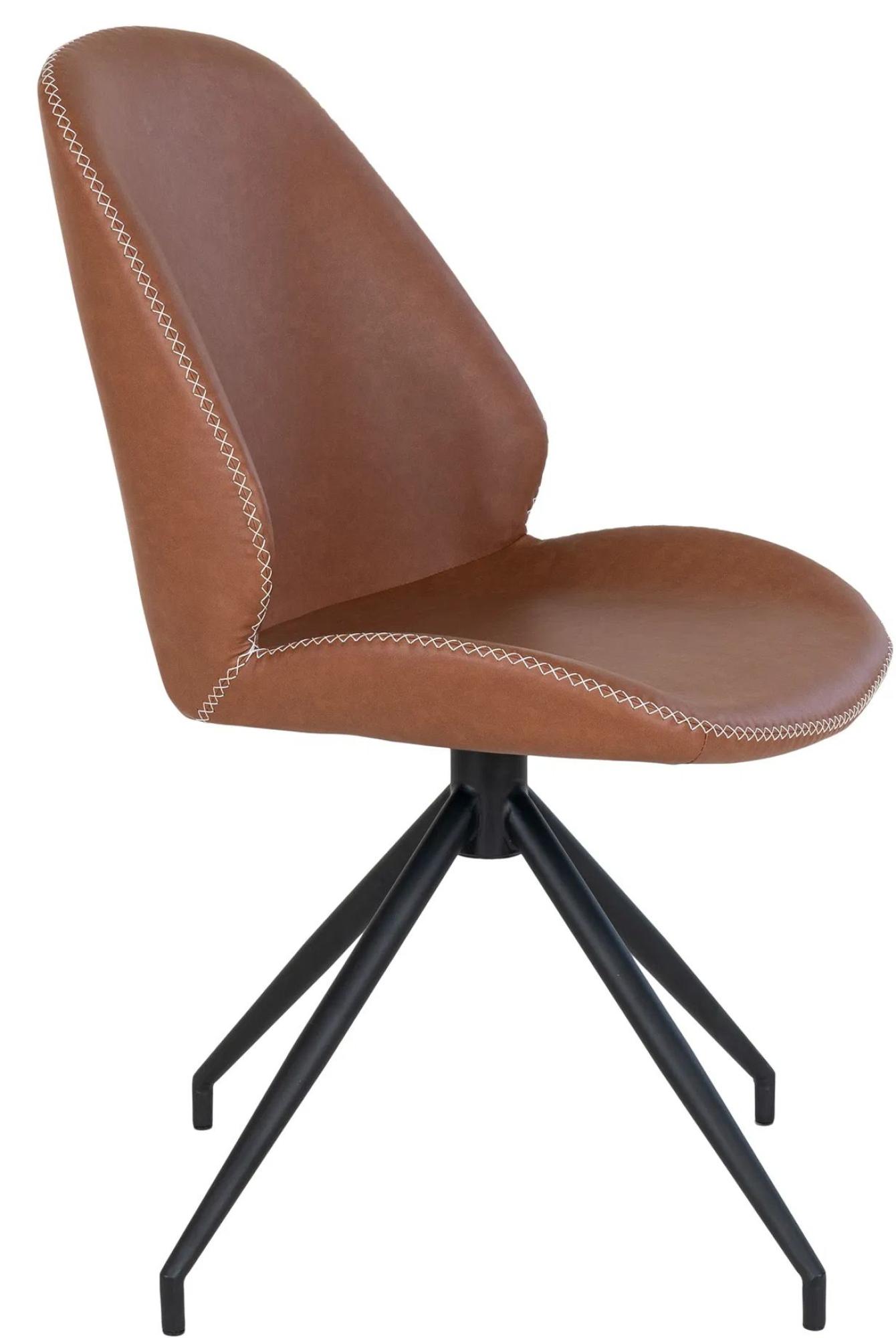 Product photograph of 2 X Zavalla Carlo Vintage Brown Faux Leather Swivel Dining Chair With Black Legs from Choice Furniture Superstore.