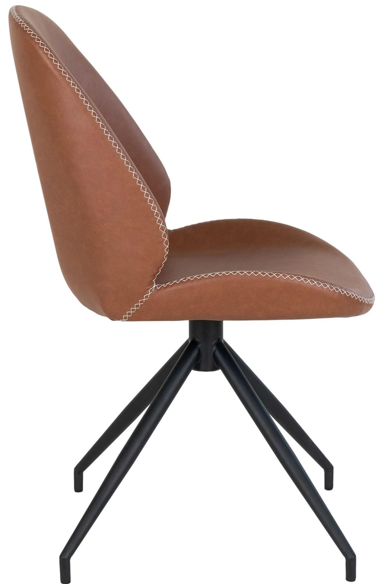 Product photograph of 2 X Zavalla Carlo Vintage Brown Faux Leather Swivel Dining Chair With Black Legs from Choice Furniture Superstore.