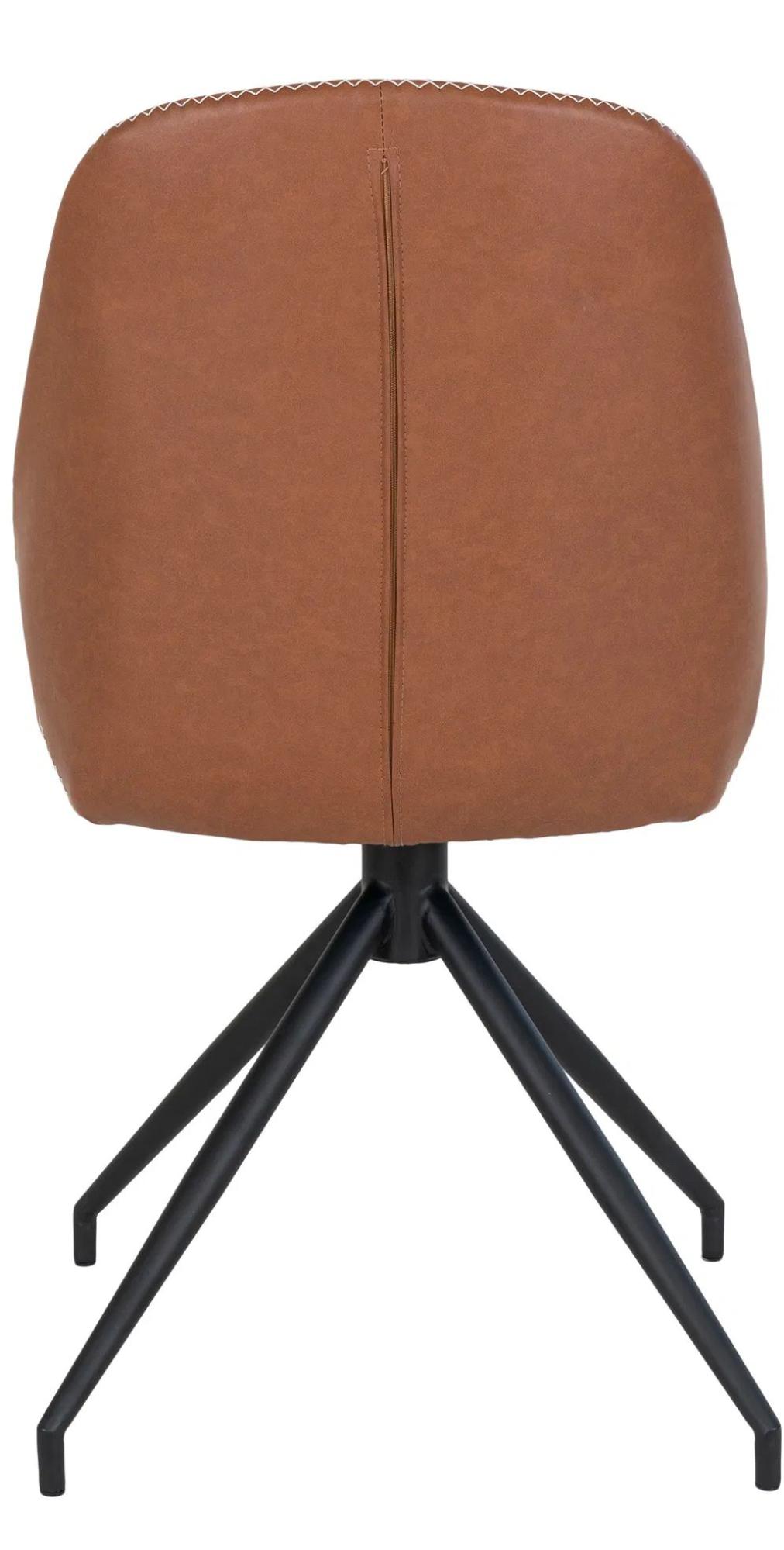 Product photograph of 2 X Zavalla Carlo Vintage Brown Faux Leather Swivel Dining Chair With Black Legs from Choice Furniture Superstore.