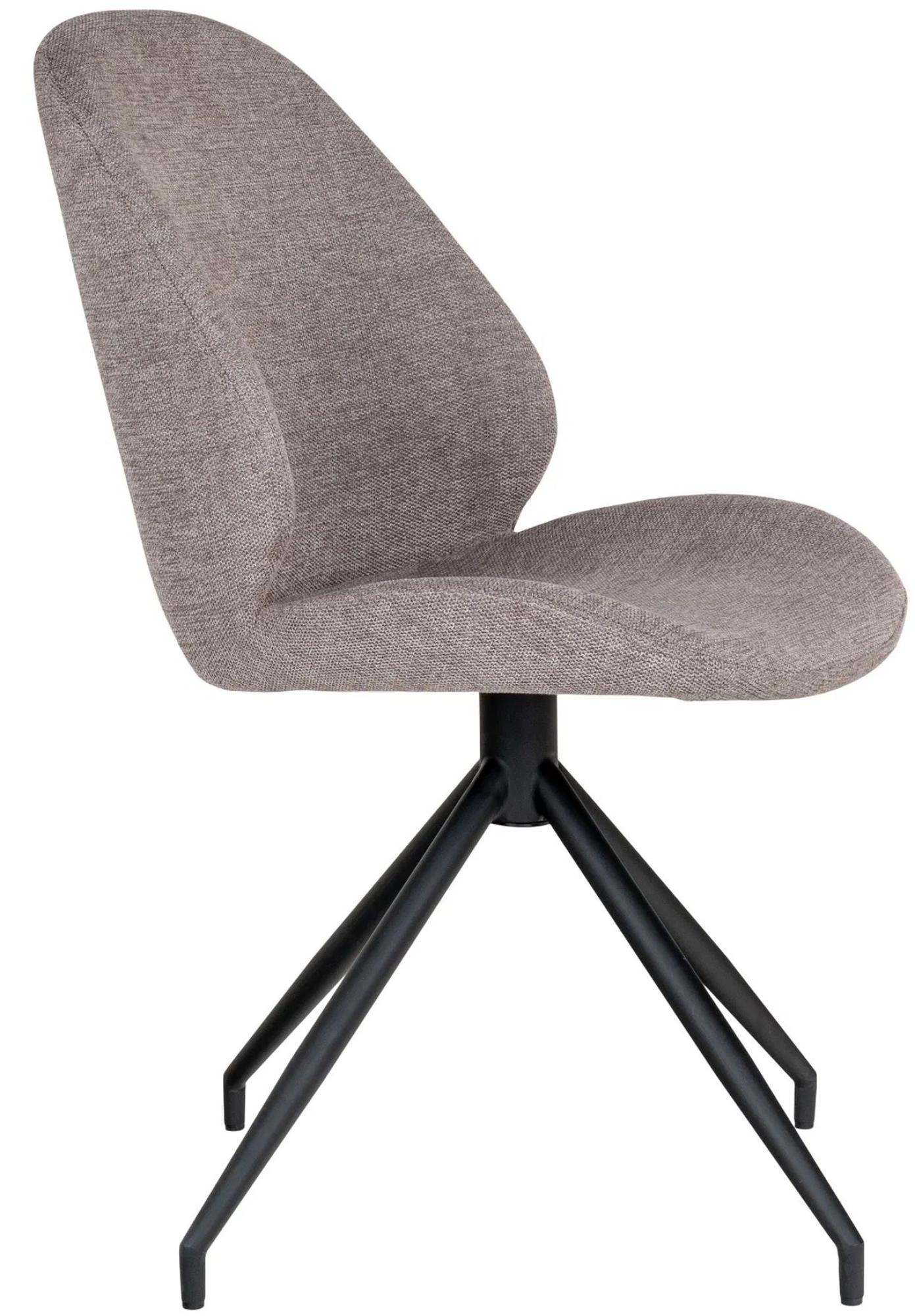 Product photograph of Set Of 2 Monte Carlo Stone Fabric Swivel Dining Chair With Black Legs from Choice Furniture Superstore.