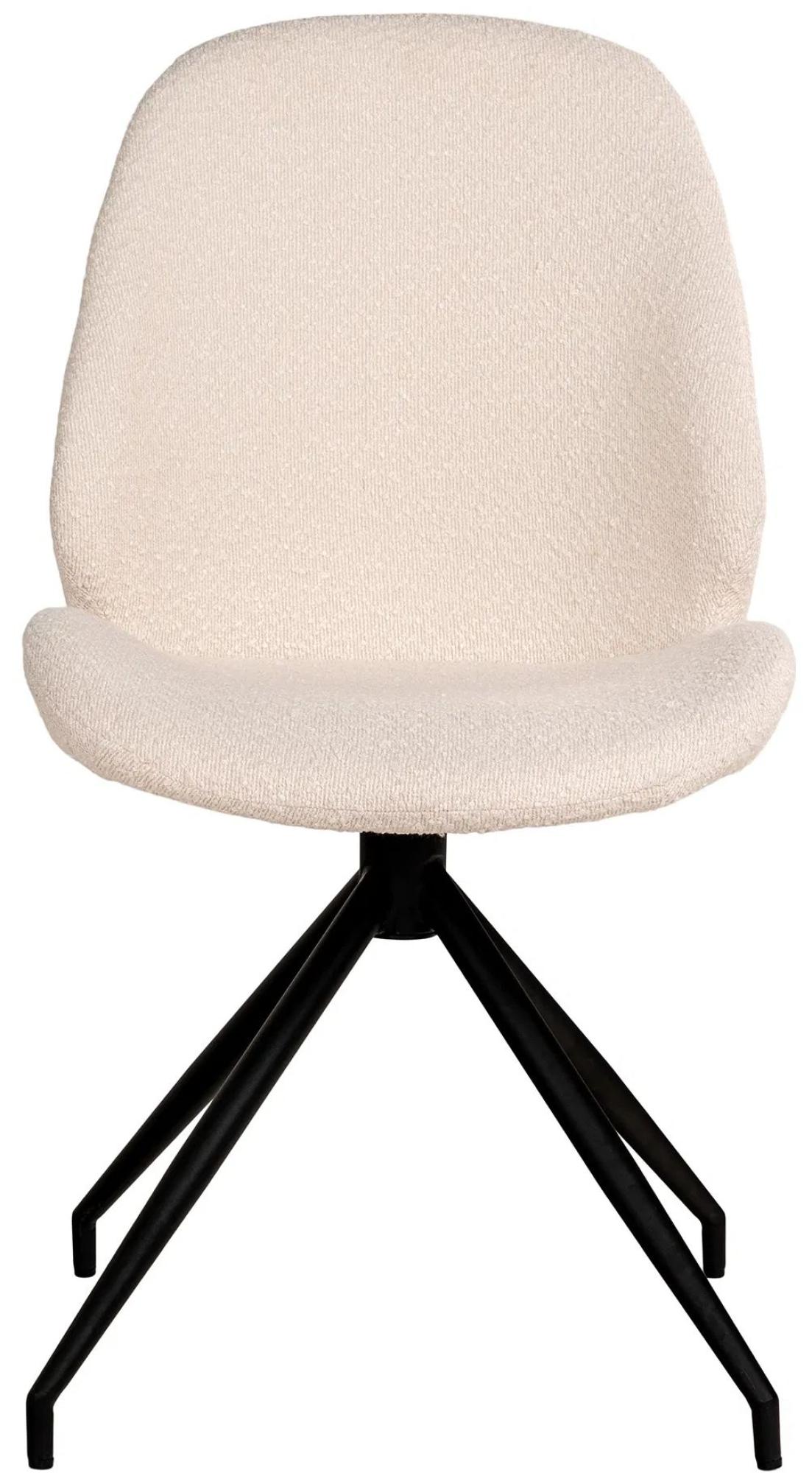 Product photograph of Set Of 2 Monte Carlo White Boucle Fabric Swivel Dining Chair With Black Legs from Choice Furniture Superstore.