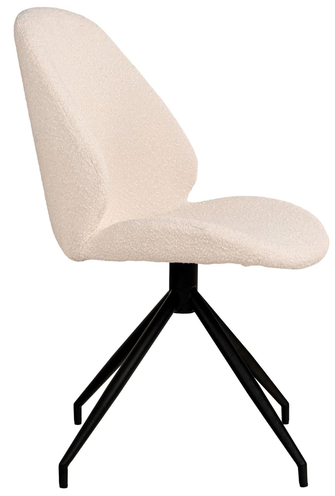 Product photograph of Set Of 2 Monte Carlo White Boucle Fabric Swivel Dining Chair With Black Legs from Choice Furniture Superstore.