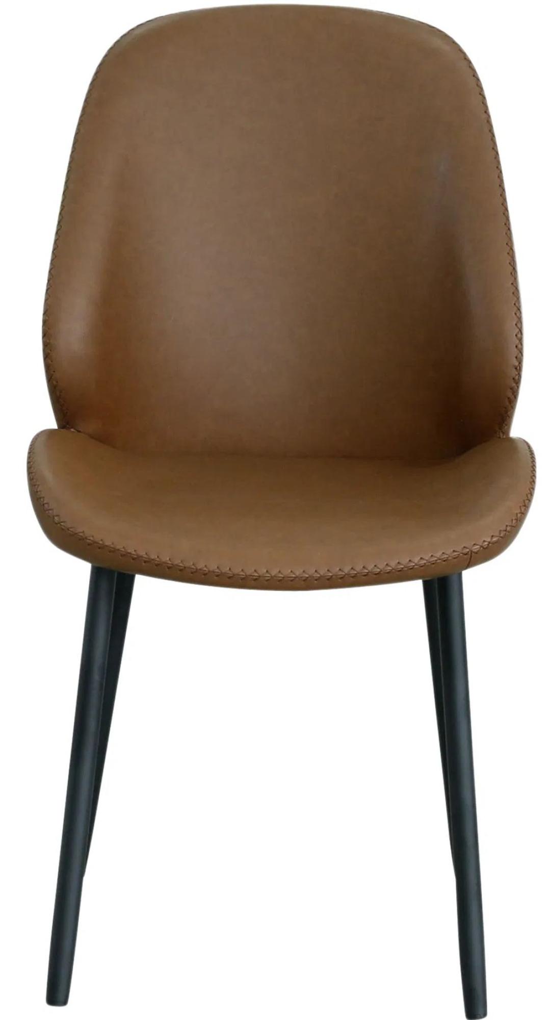Product photograph of 2 X Zavalla Carlo Vintage Brown Faux Leather Dining Chair With Black Legs from Choice Furniture Superstore.