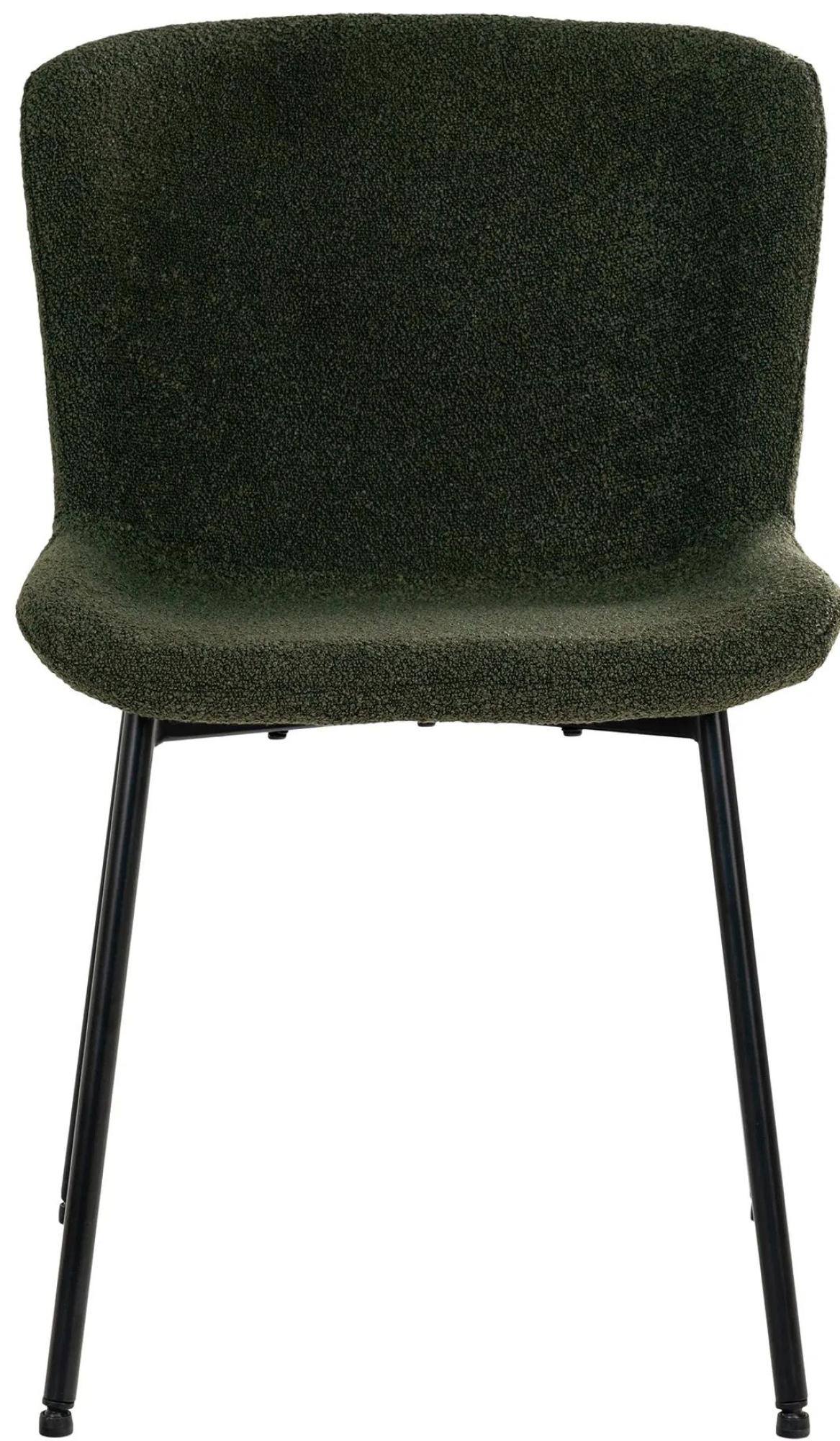 Product photograph of 2 X Hymera Dark Green Boucle Fabric Dining Chair With Black Legs from Choice Furniture Superstore.