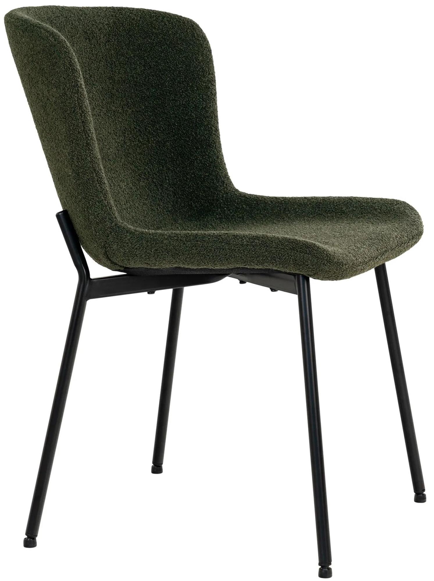 Product photograph of 2 X Hymera Dark Green Boucle Fabric Dining Chair With Black Legs from Choice Furniture Superstore.