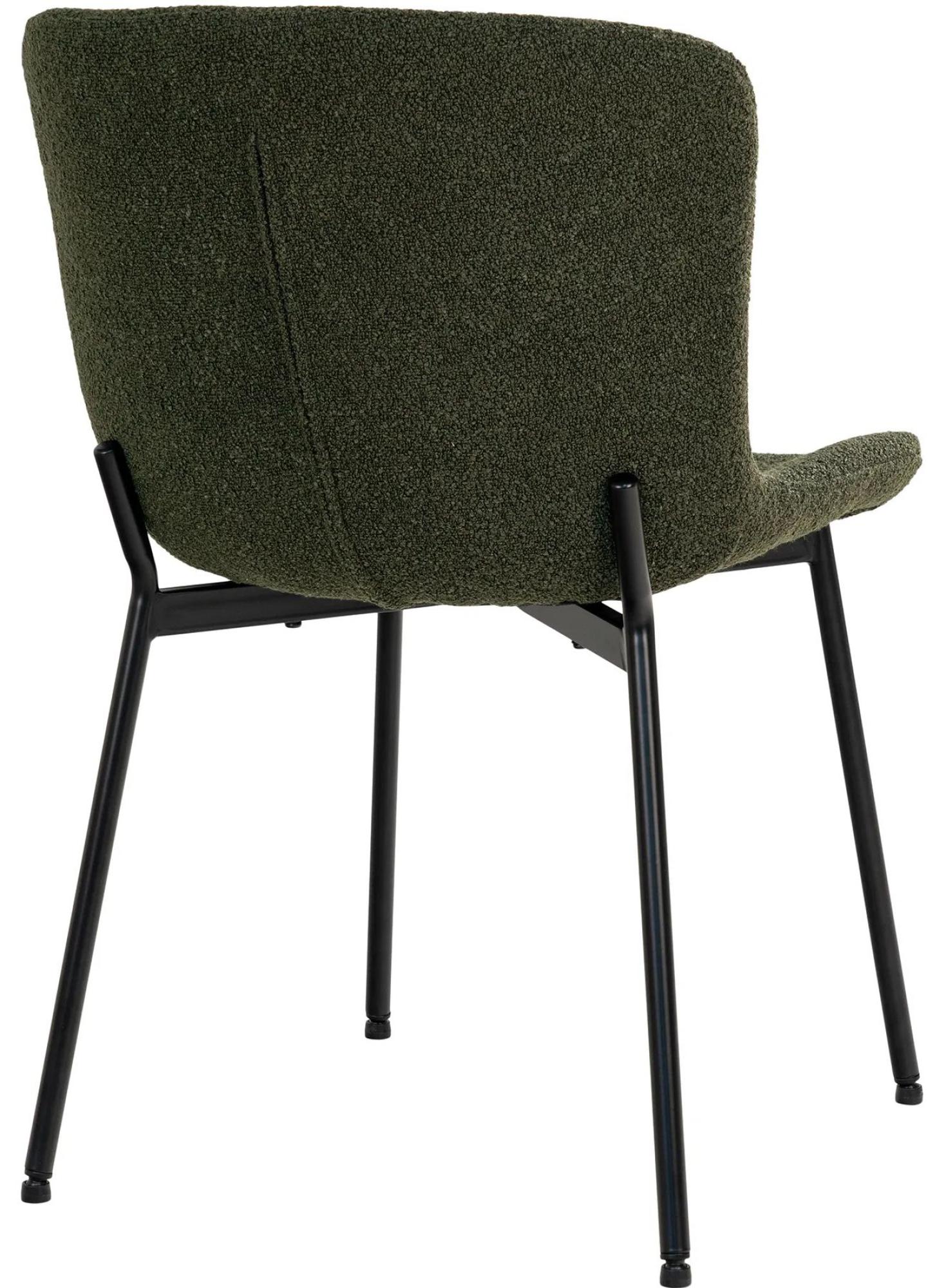 Product photograph of 2 X Hymera Dark Green Boucle Fabric Dining Chair With Black Legs from Choice Furniture Superstore.