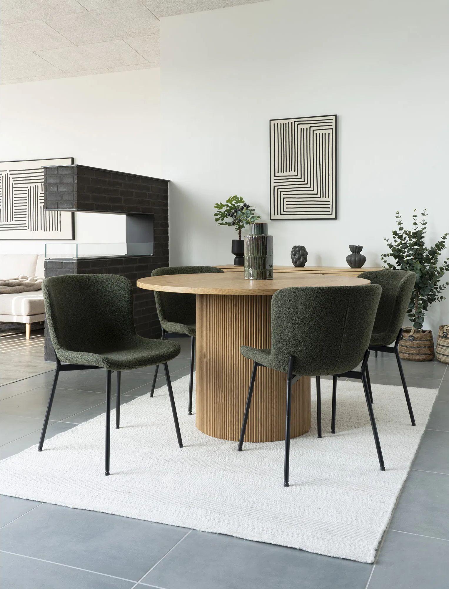 Product photograph of 2 X Hymera Dark Green Boucle Fabric Dining Chair With Black Legs from Choice Furniture Superstore.