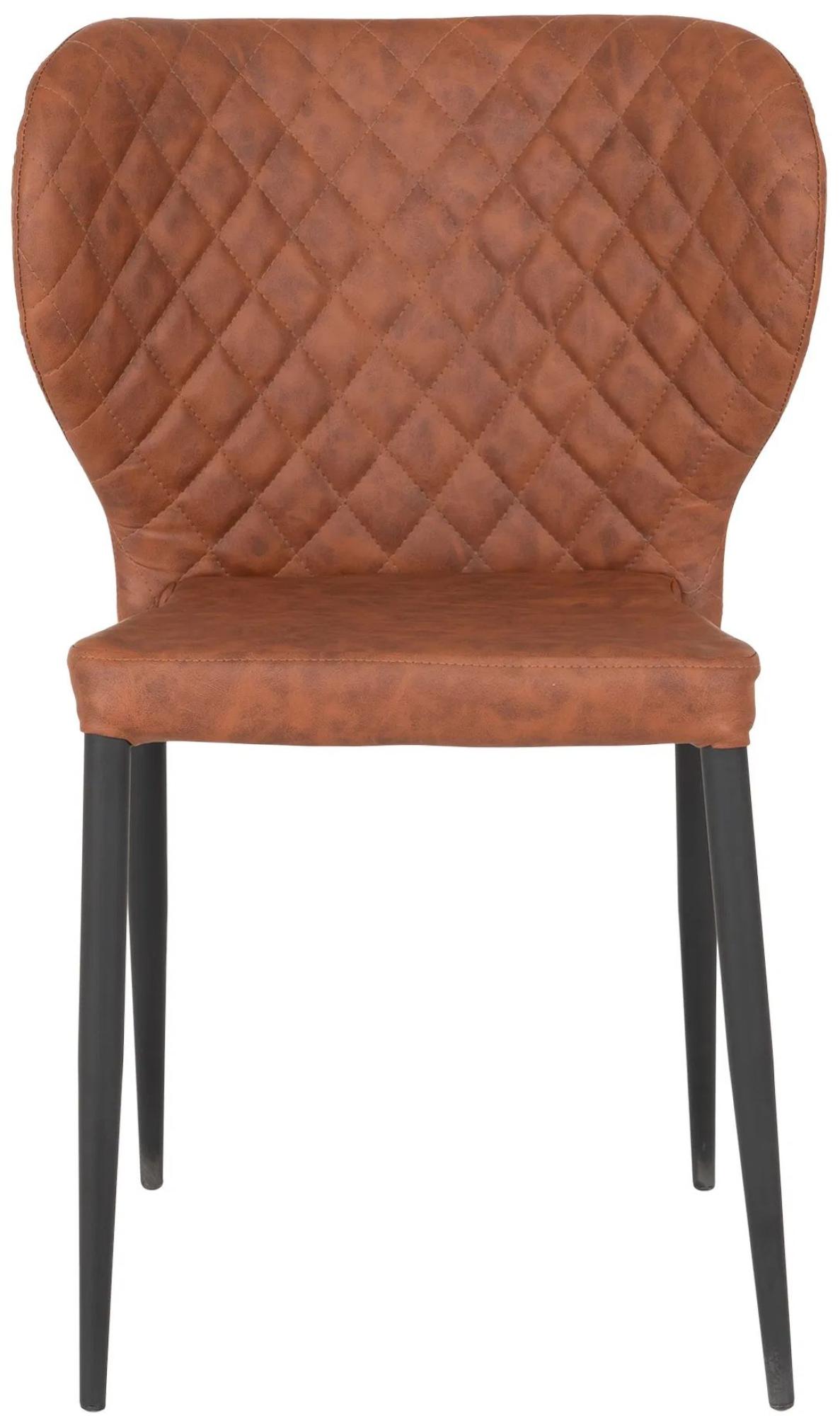 Product photograph of 2 X Nicut Vintage Brown Faux Leather Dining Chair With Black Legs from Choice Furniture Superstore.