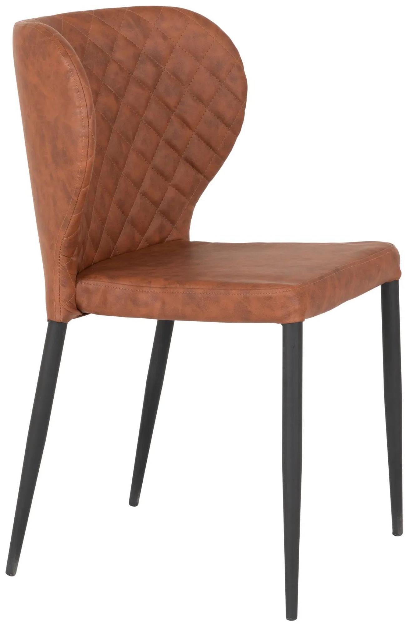 Product photograph of 2 X Nicut Vintage Brown Faux Leather Dining Chair With Black Legs from Choice Furniture Superstore.