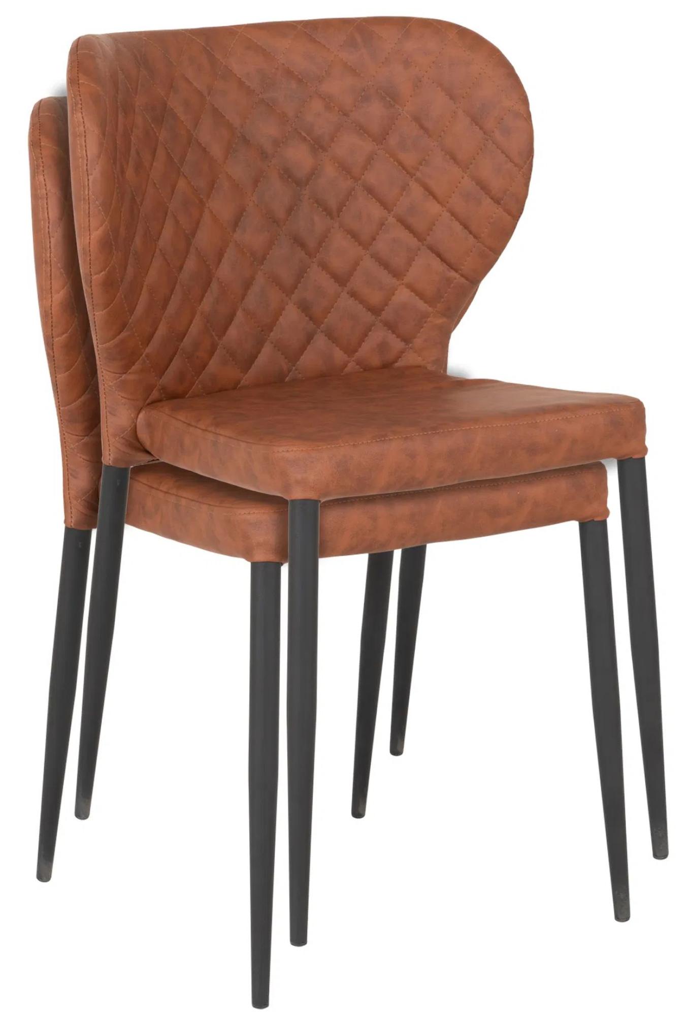 Product photograph of 2 X Nicut Vintage Brown Faux Leather Dining Chair With Black Legs from Choice Furniture Superstore.