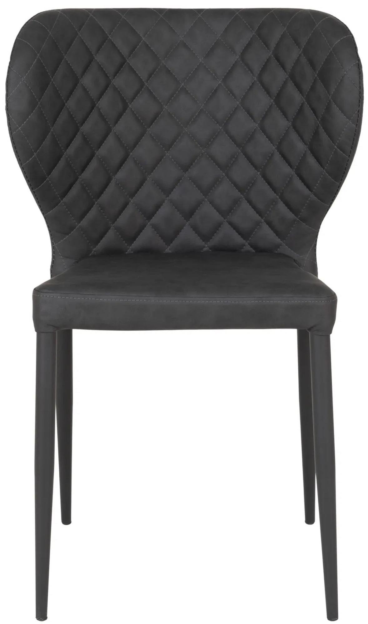 Product photograph of 2 X Nicut Dark Grey Faux Leather Dining Chair With Black Legs from Choice Furniture Superstore.
