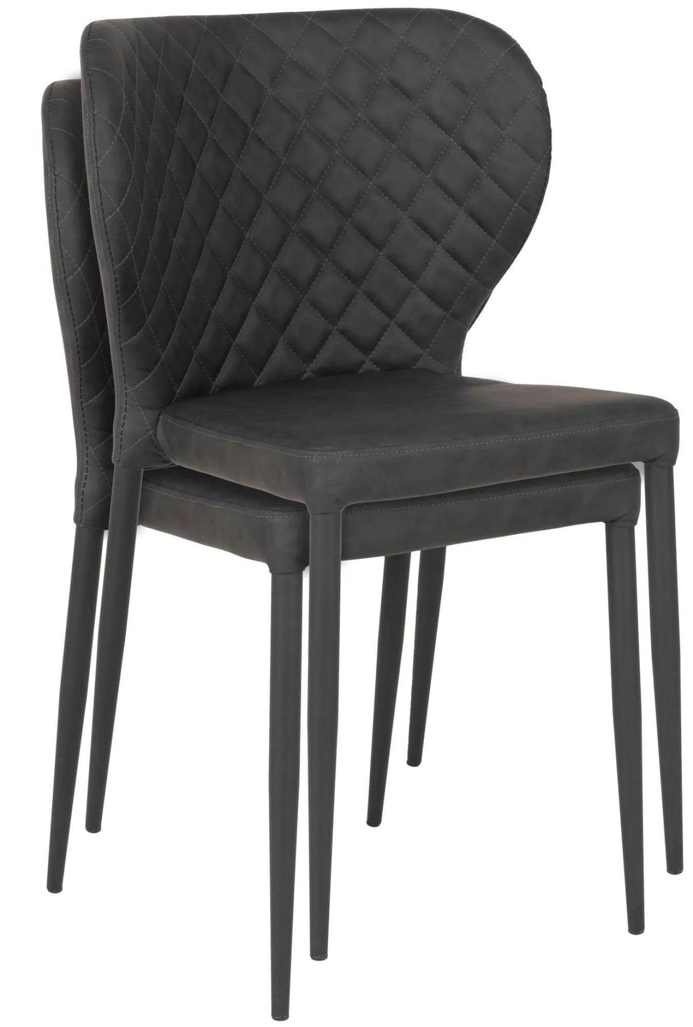Product photograph of 2 X Nicut Dark Grey Faux Leather Dining Chair With Black Legs from Choice Furniture Superstore.