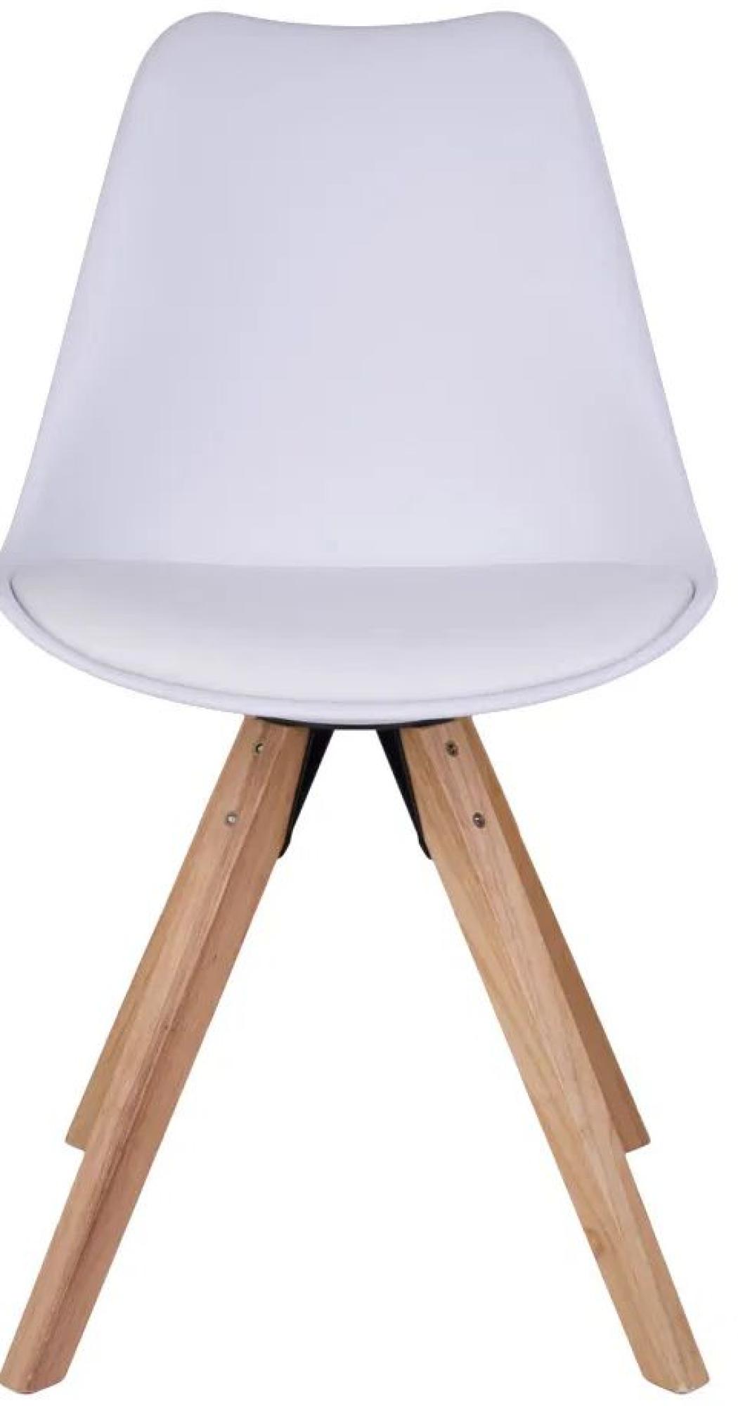 Product photograph of Set Of 2 Stamps White Faux Leather Dining Chair With Natural Legs from Choice Furniture Superstore.