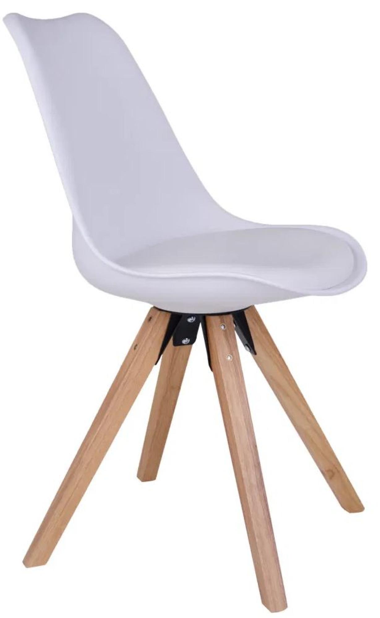 Product photograph of Set Of 2 Stamps White Faux Leather Dining Chair With Natural Legs from Choice Furniture Superstore.