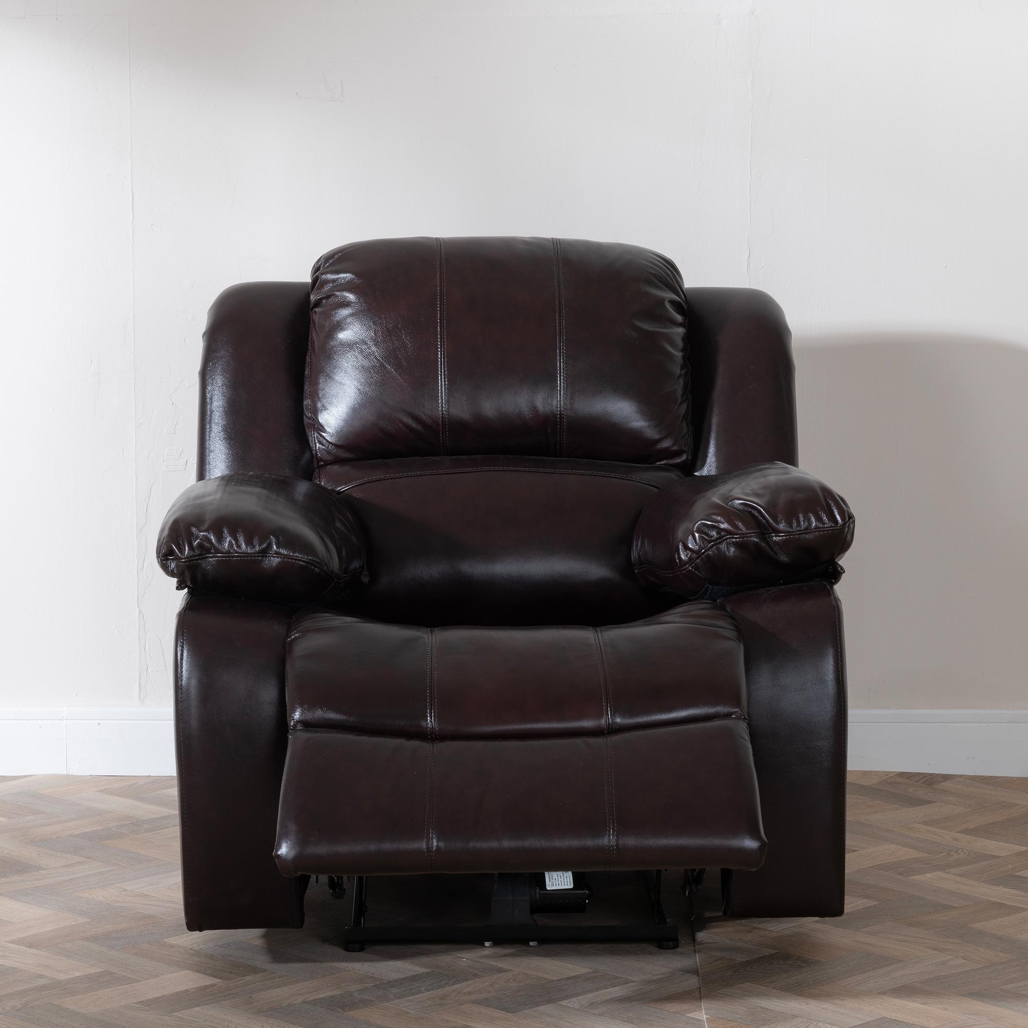 Product photograph of London Burgundy Leather Recliner Armchair from Choice Furniture Superstore.