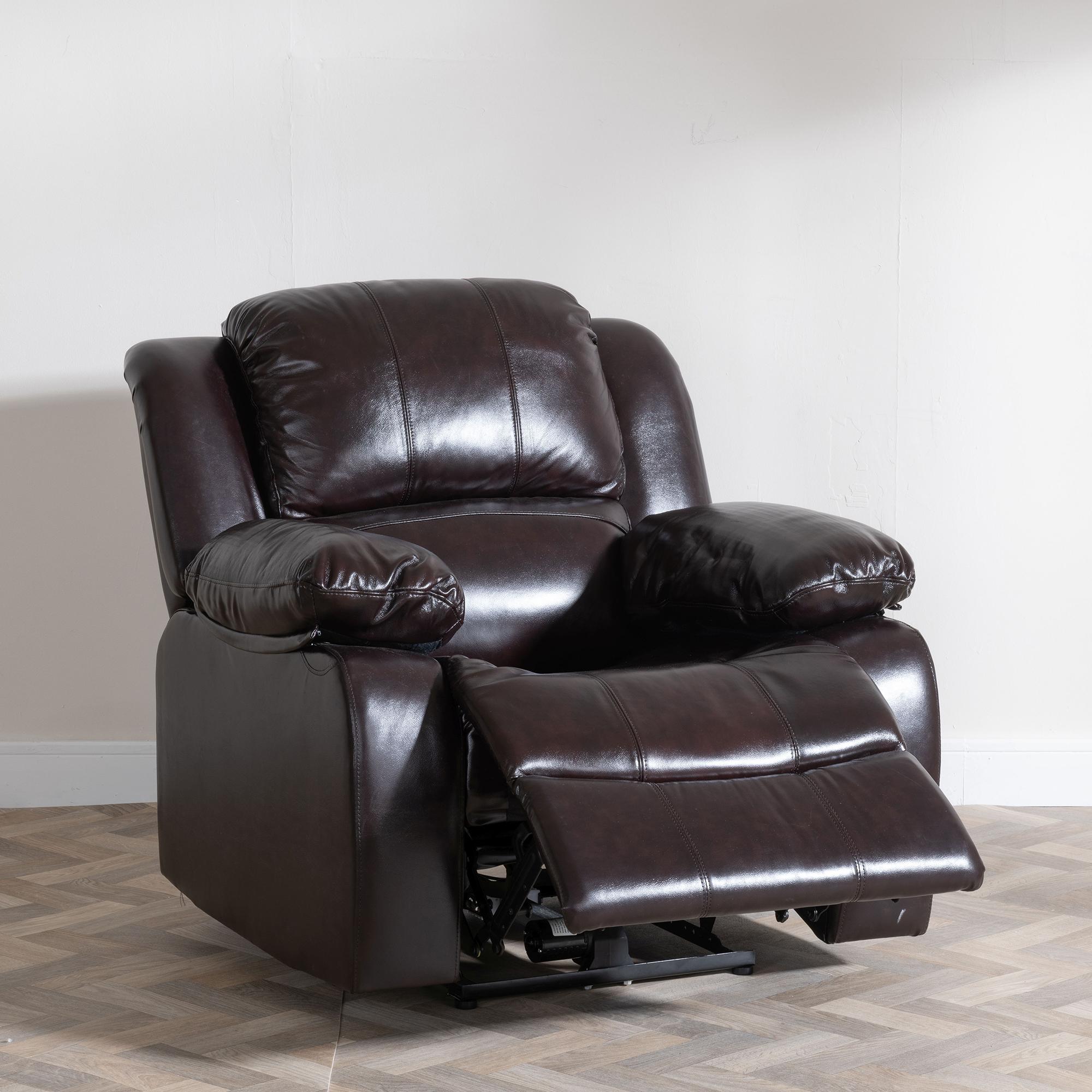 Product photograph of London Burgundy Leather Recliner Armchair from Choice Furniture Superstore.