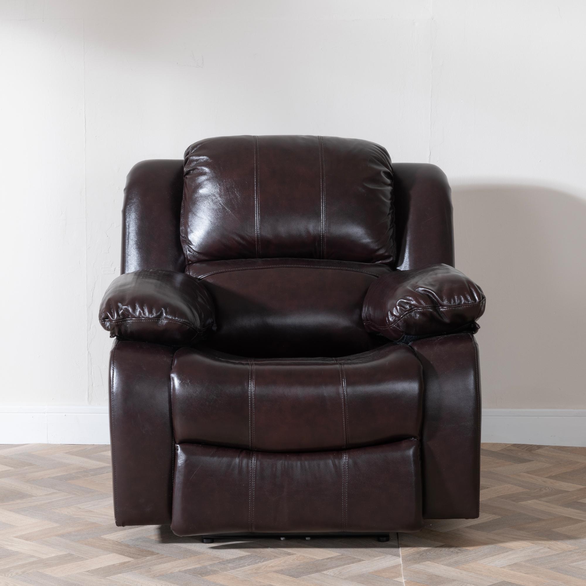 Product photograph of London Burgundy Leather Recliner Armchair from Choice Furniture Superstore.