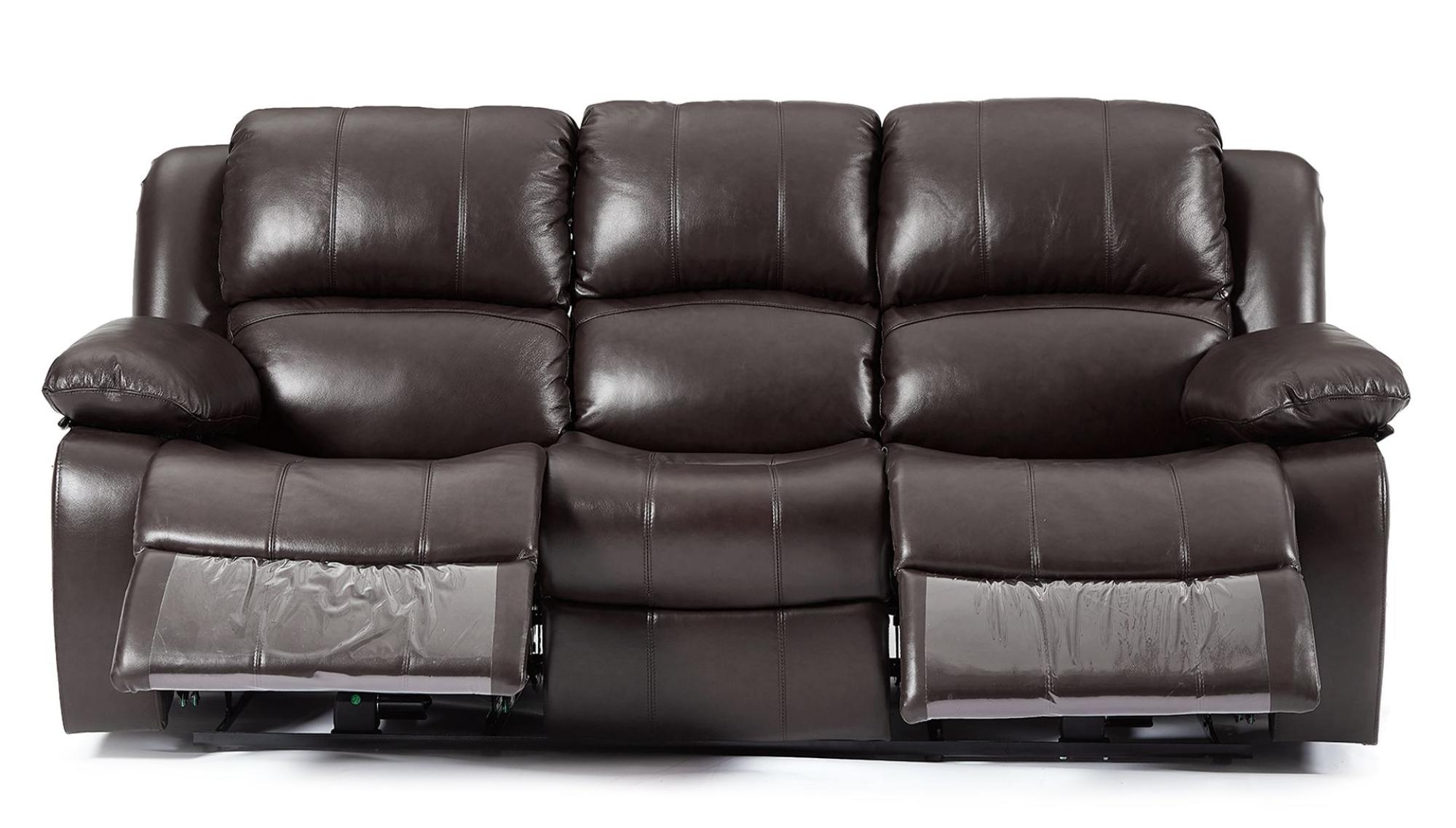 Product photograph of London Dark Brown Leather 3 Seater Recliner Sofa from Choice Furniture Superstore.