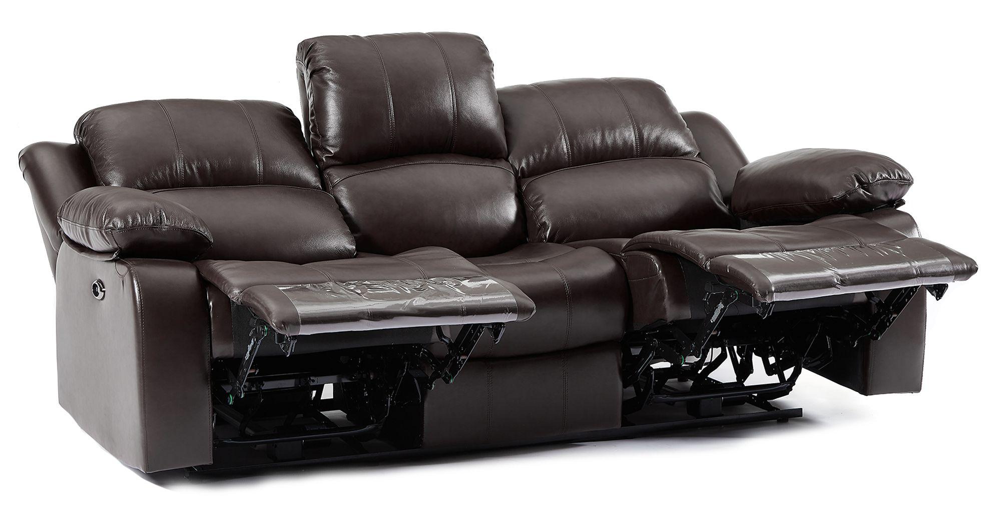 Product photograph of London Dark Brown Leather 3 Seater Recliner Sofa from Choice Furniture Superstore.