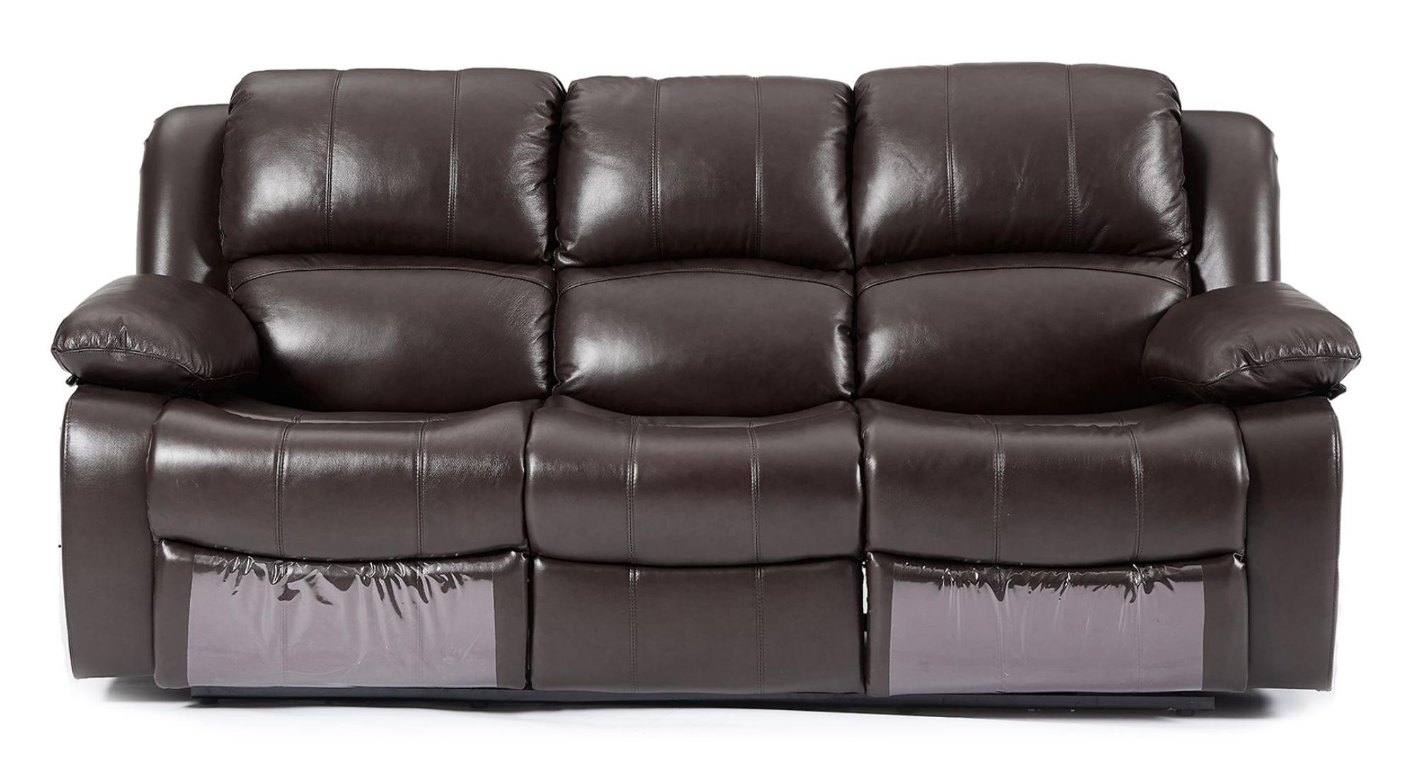 Product photograph of London Dark Brown Leather 3 2 Seater Recliner Sofa Suite from Choice Furniture Superstore.