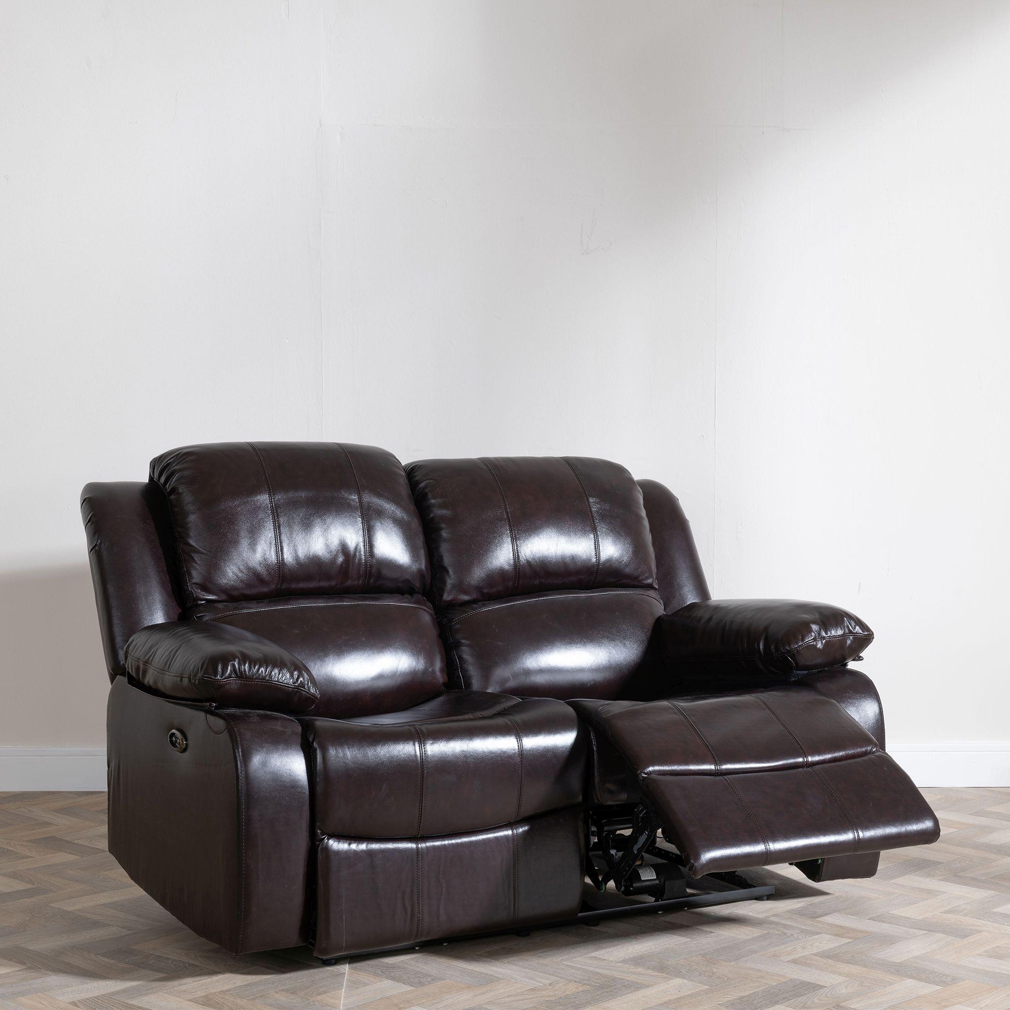 Product photograph of London Burgundy Leather Recliner Sofa Set from Choice Furniture Superstore.