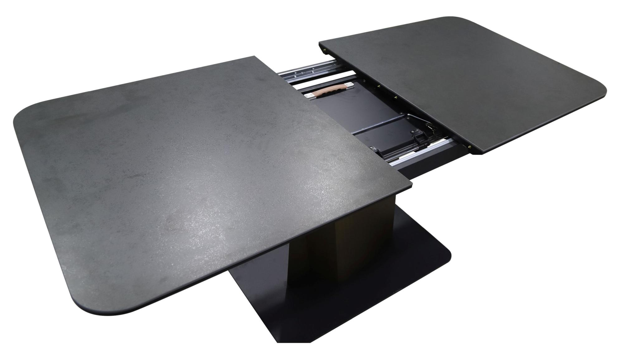 Product photograph of Catalina Black Ceramic Extending Dining Table With Bronze Pedastal Base - 160cm-200cm from Choice Furniture Superstore.