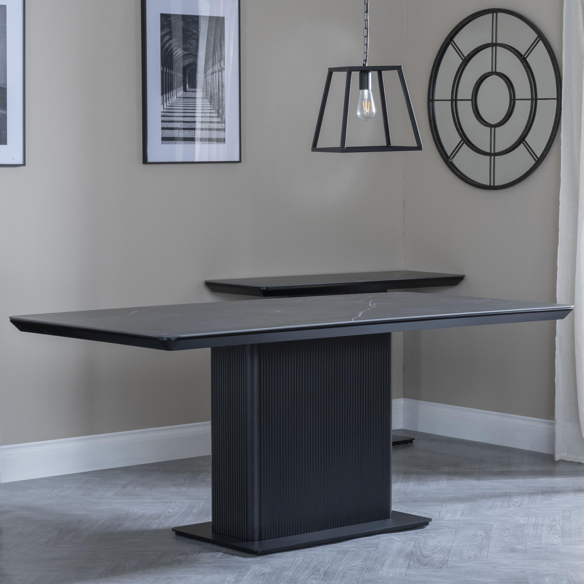 Product photograph of Morgan 6 Seater Black Ceramic Fluted Dining Table from Choice Furniture Superstore.