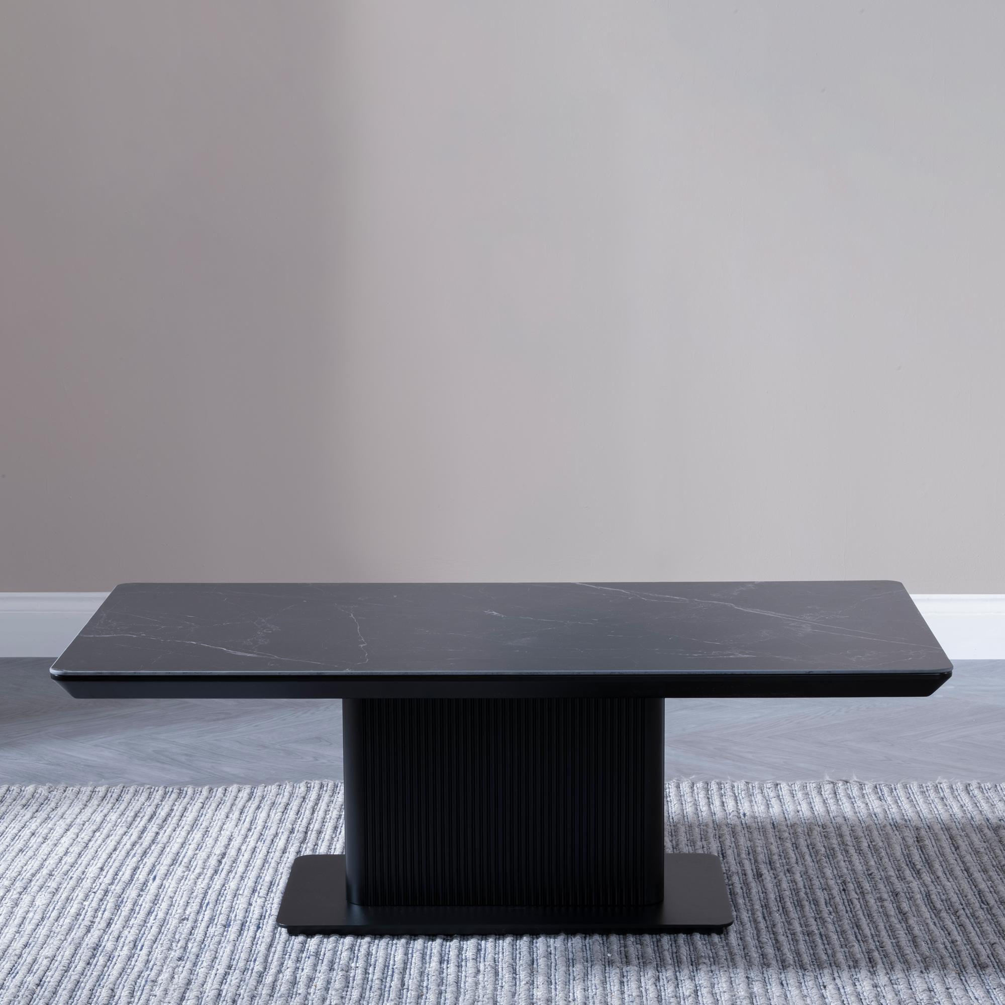 Product photograph of Morgan Black Ceramic Fluted Coffee Table from Choice Furniture Superstore.