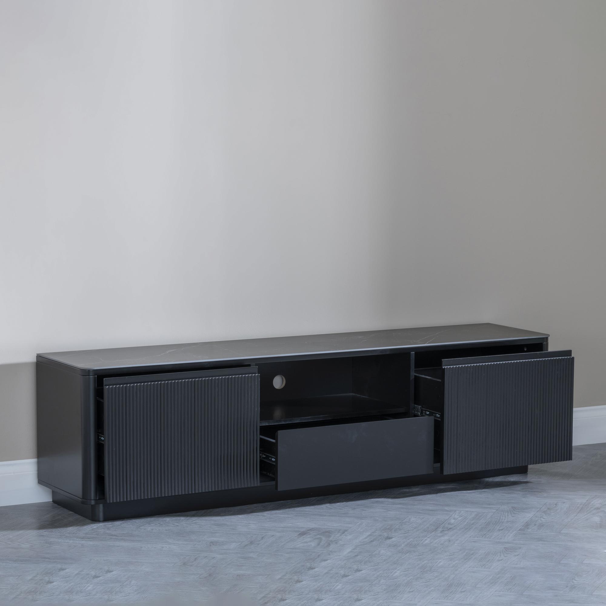 Product photograph of Morgan Black Ceramic Fluted Tv Unit from Choice Furniture Superstore.