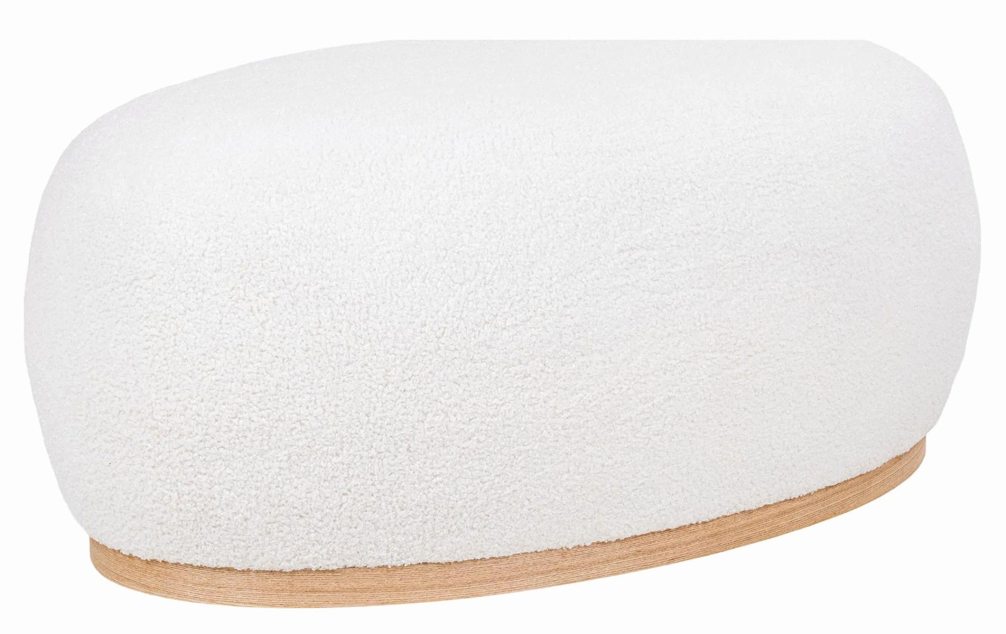 Product photograph of Seahampton White Boucle Fabric Pouf from Choice Furniture Superstore.