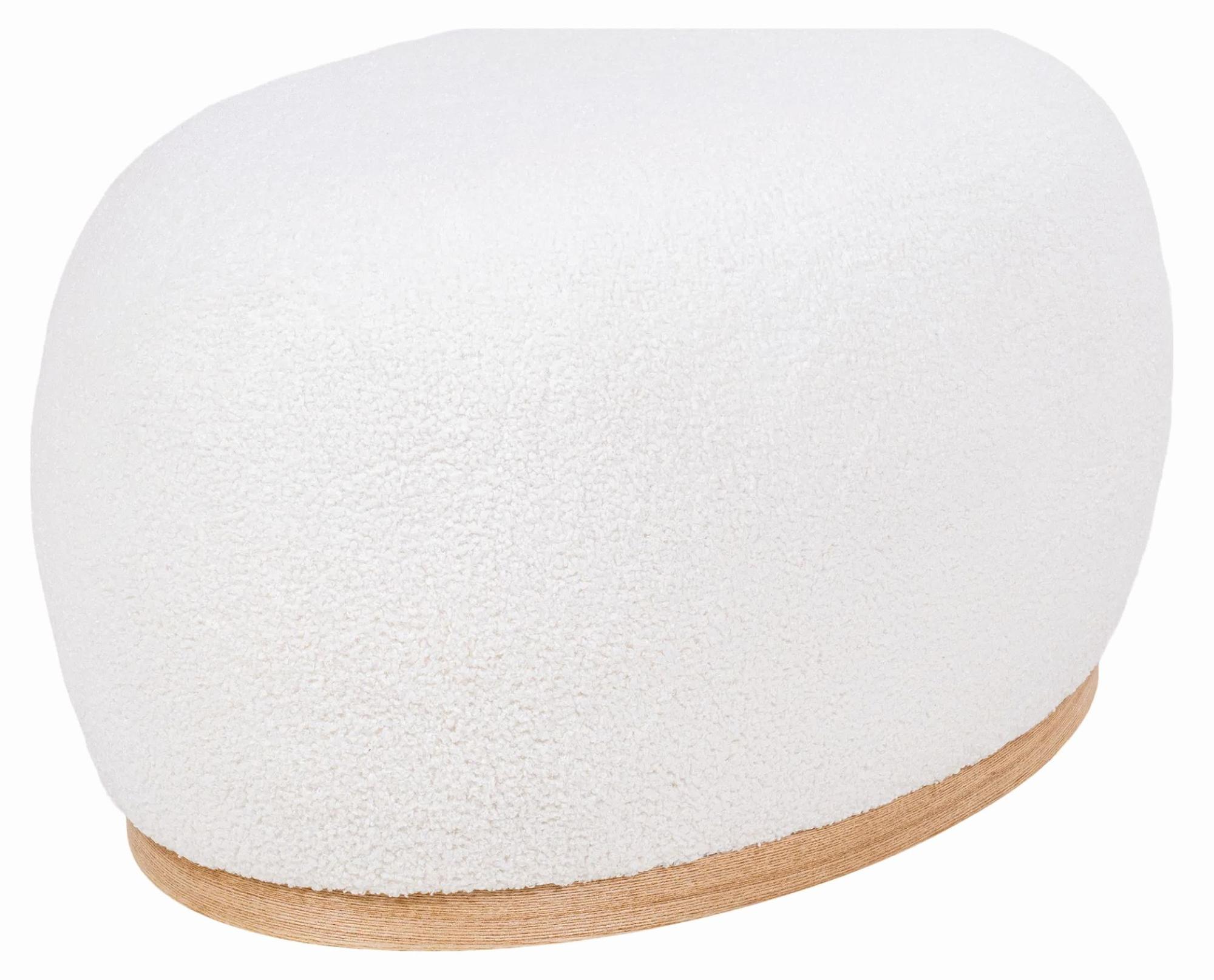 Product photograph of Seahampton White Boucle Fabric Pouf from Choice Furniture Superstore.