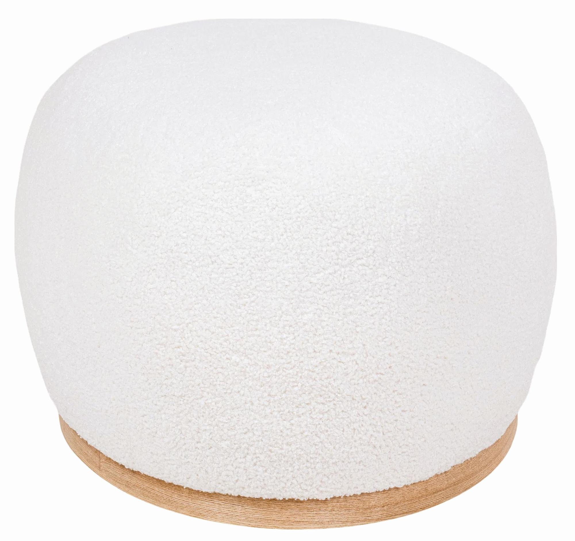 Product photograph of Seahampton White Boucle Fabric Pouf from Choice Furniture Superstore.