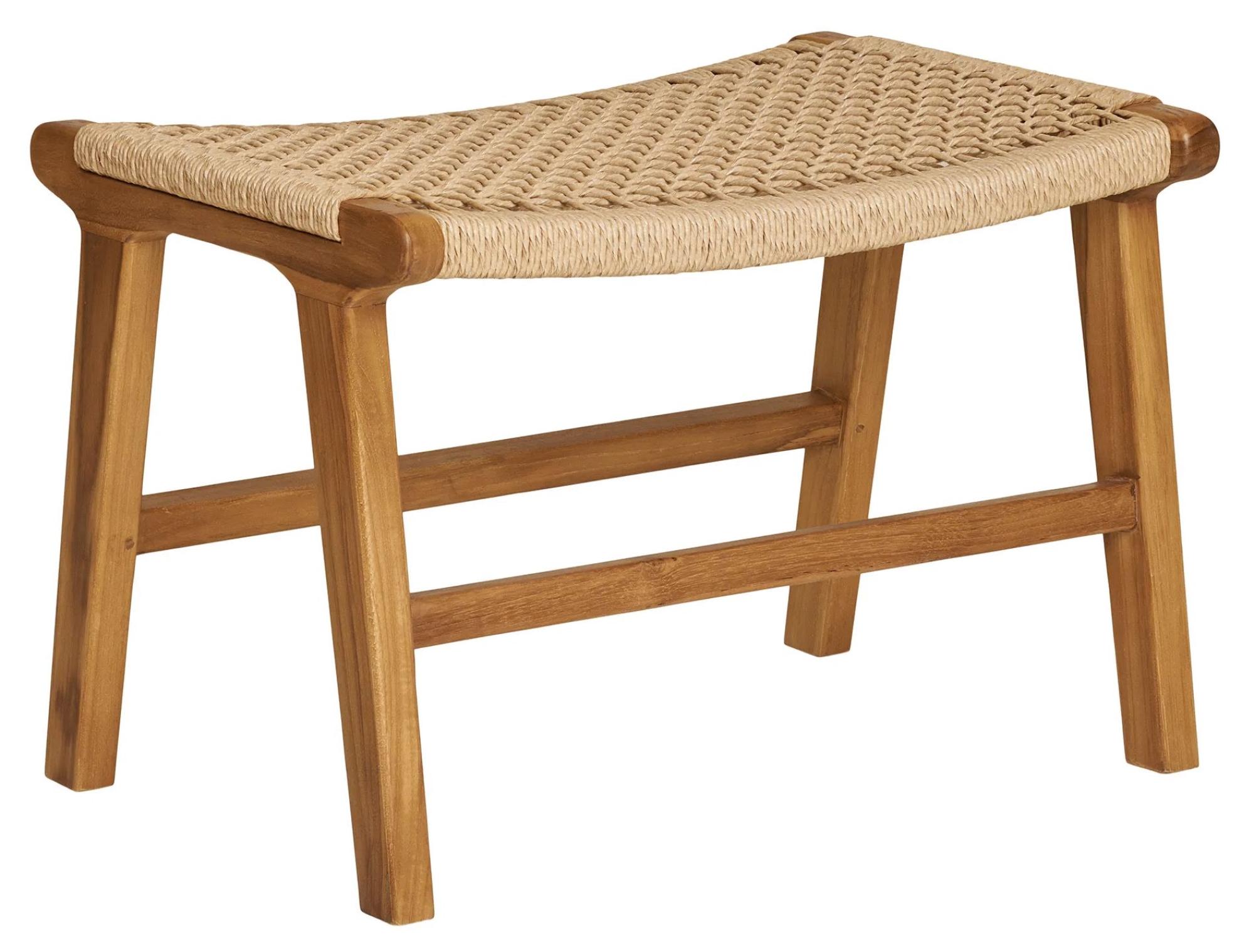 Product photograph of Derby Natural Teak Wood Footstool from Choice Furniture Superstore.