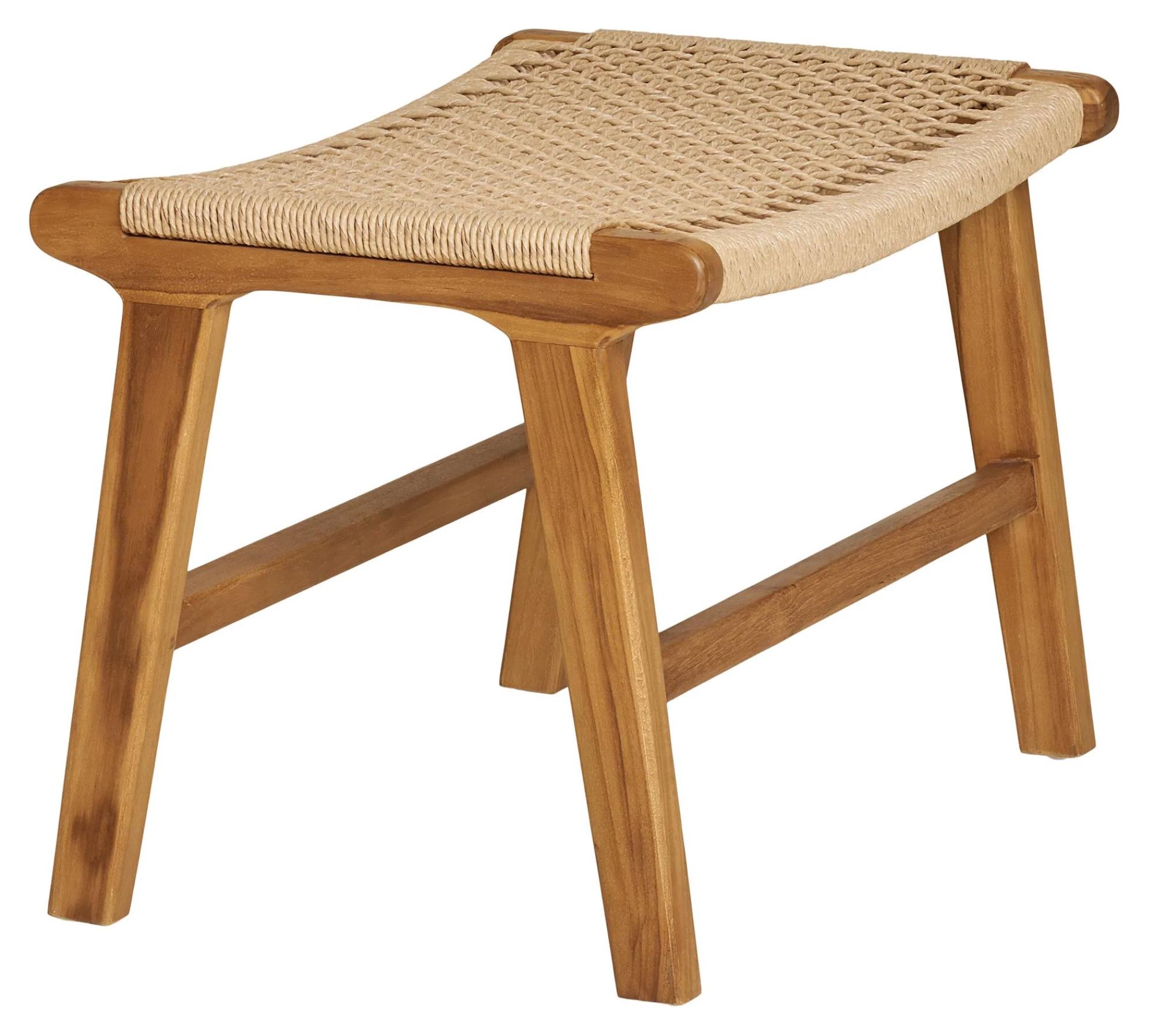 Product photograph of Derby Natural Teak Wood Footstool from Choice Furniture Superstore.