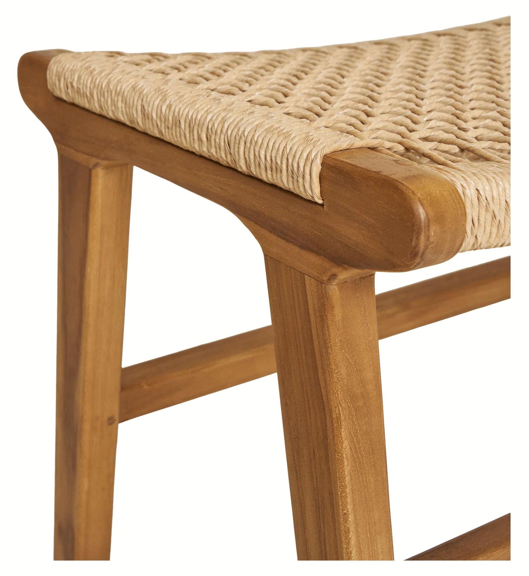 Product photograph of Derby Natural Teak Wood Footstool from Choice Furniture Superstore.