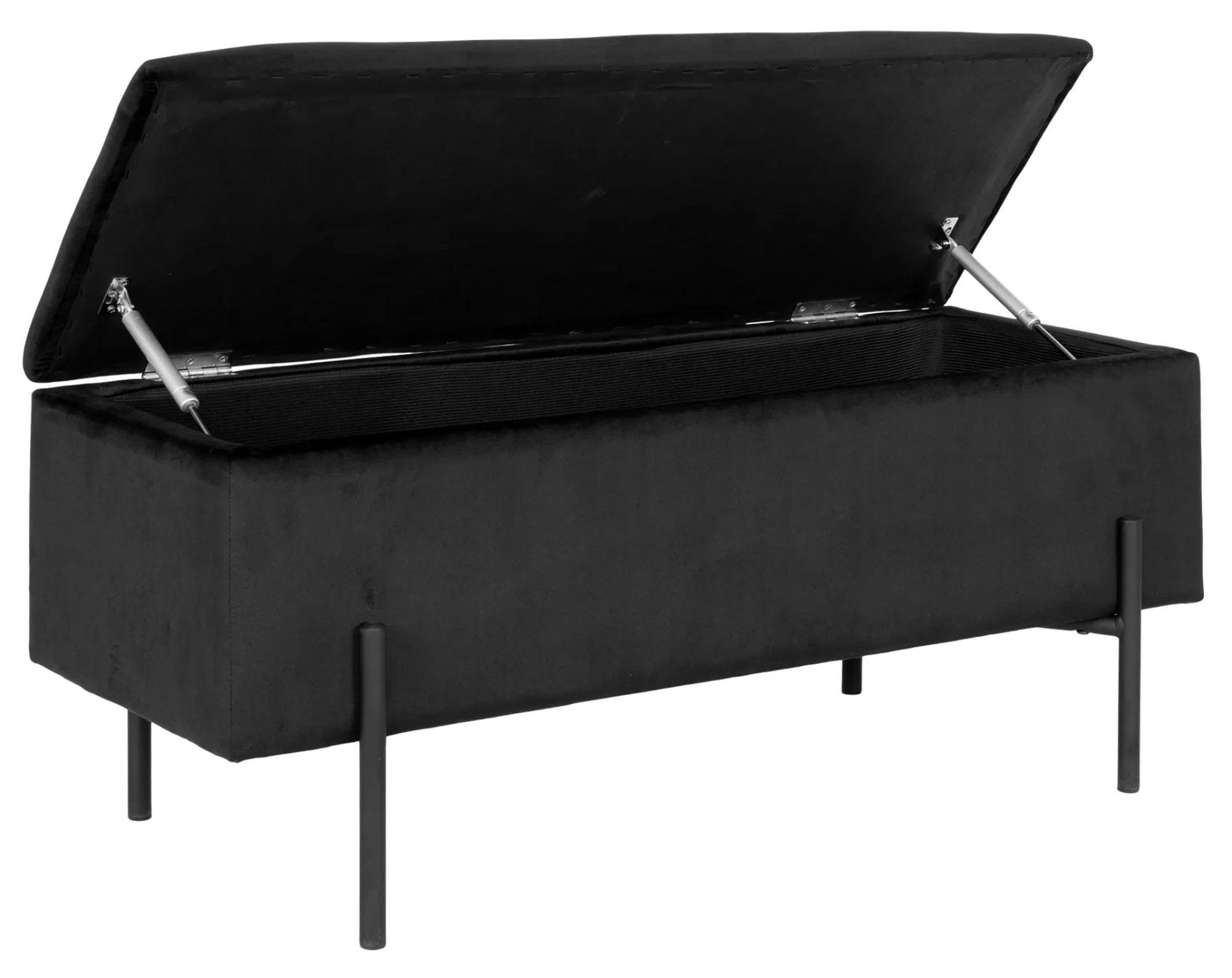 Product photograph of Watford Black Velvet Fabric Bench from Choice Furniture Superstore.