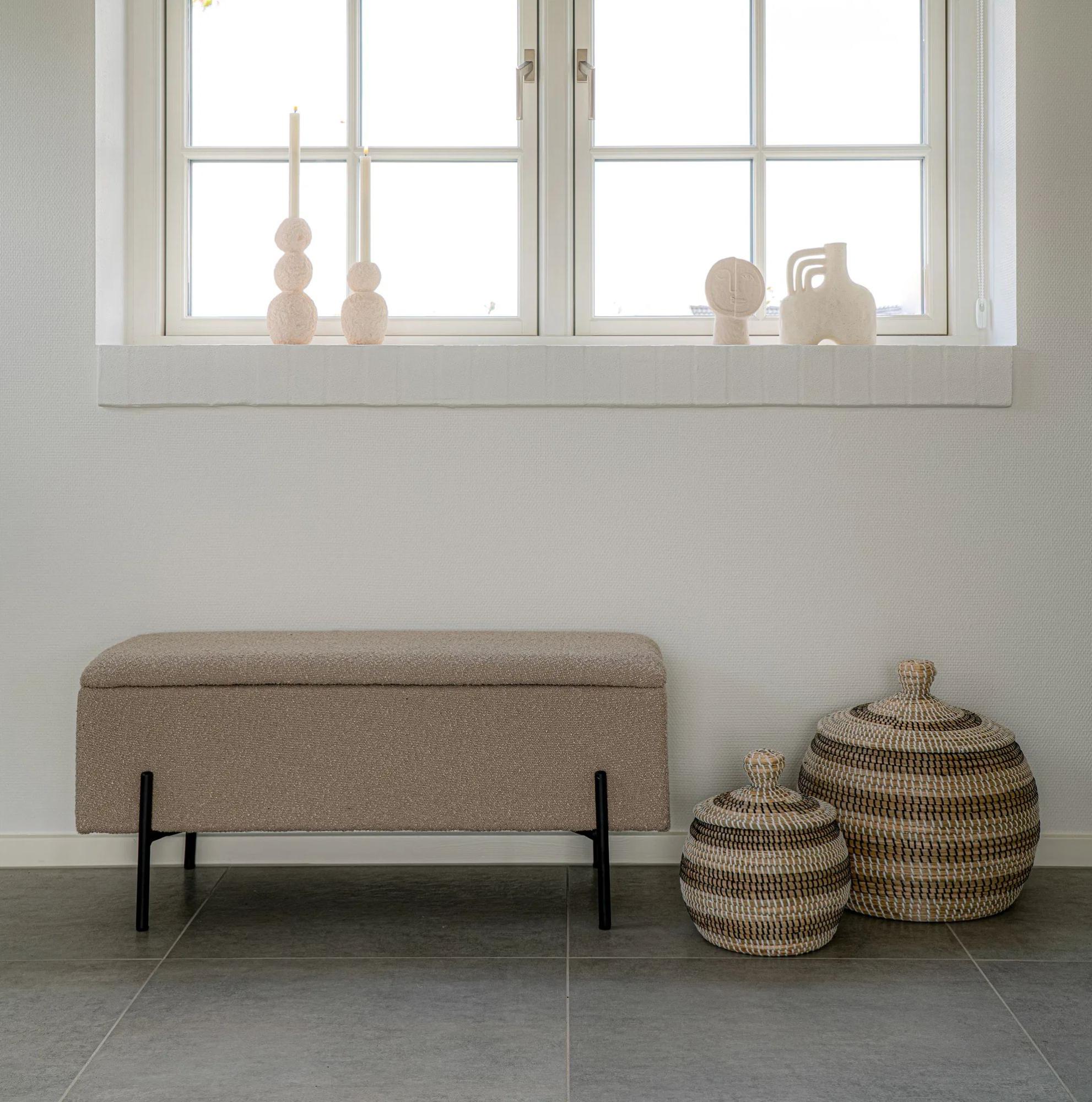 Product photograph of Watford Beige Boucle Fabric Bench from Choice Furniture Superstore.