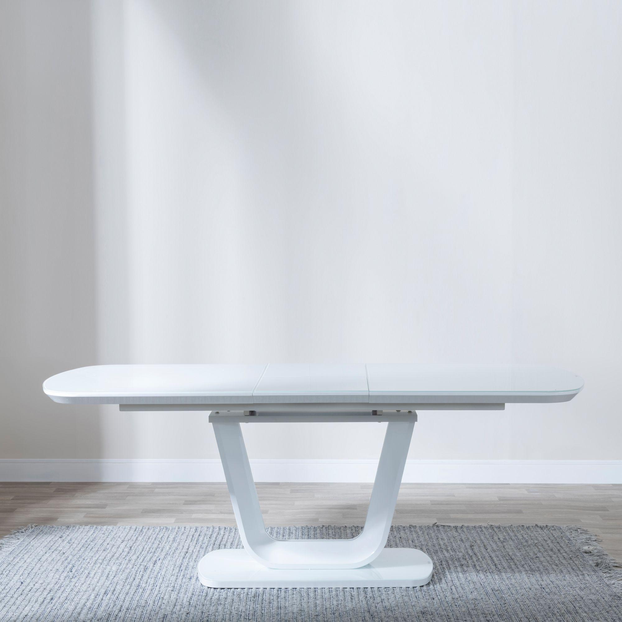 Product photograph of Athos White Gloss Extending Dining Table With Glass Top - 160cm - 200cm from Choice Furniture Superstore.