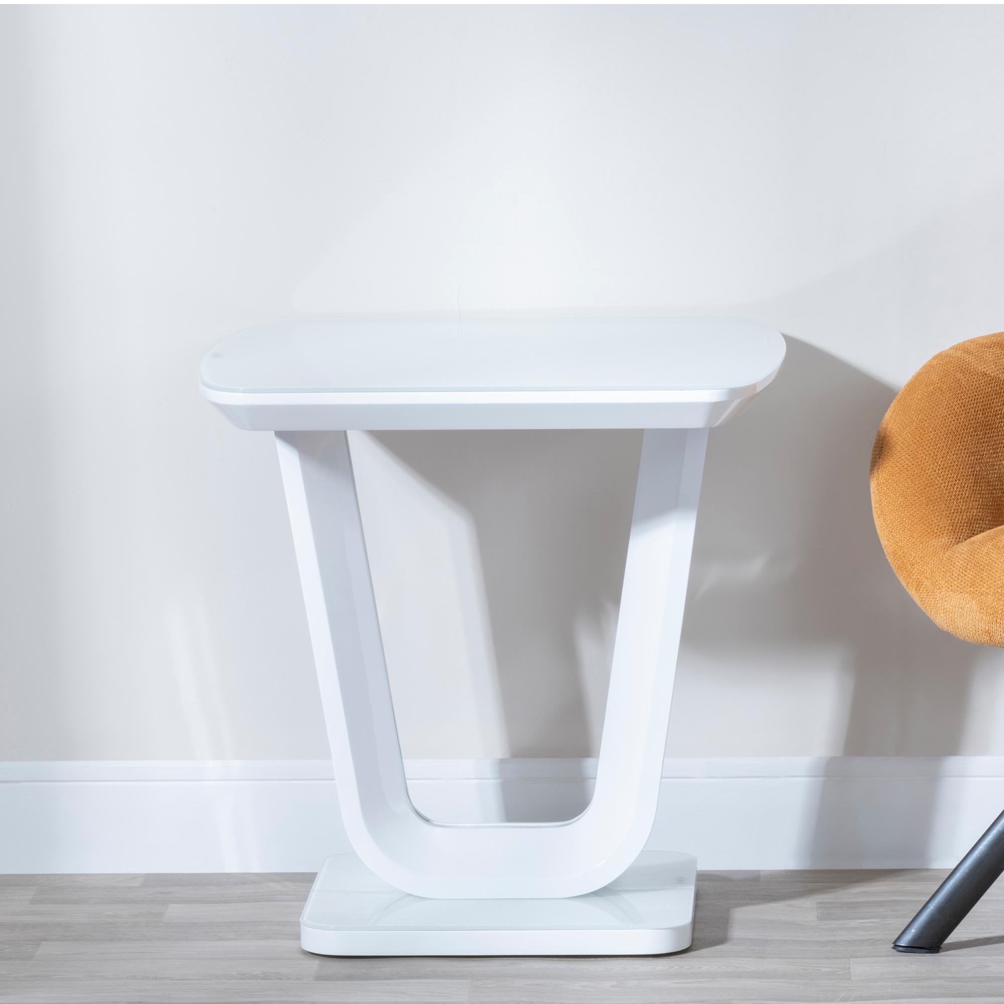 Product photograph of Athos White Gloss Lamp Table With Glass Top from Choice Furniture Superstore.